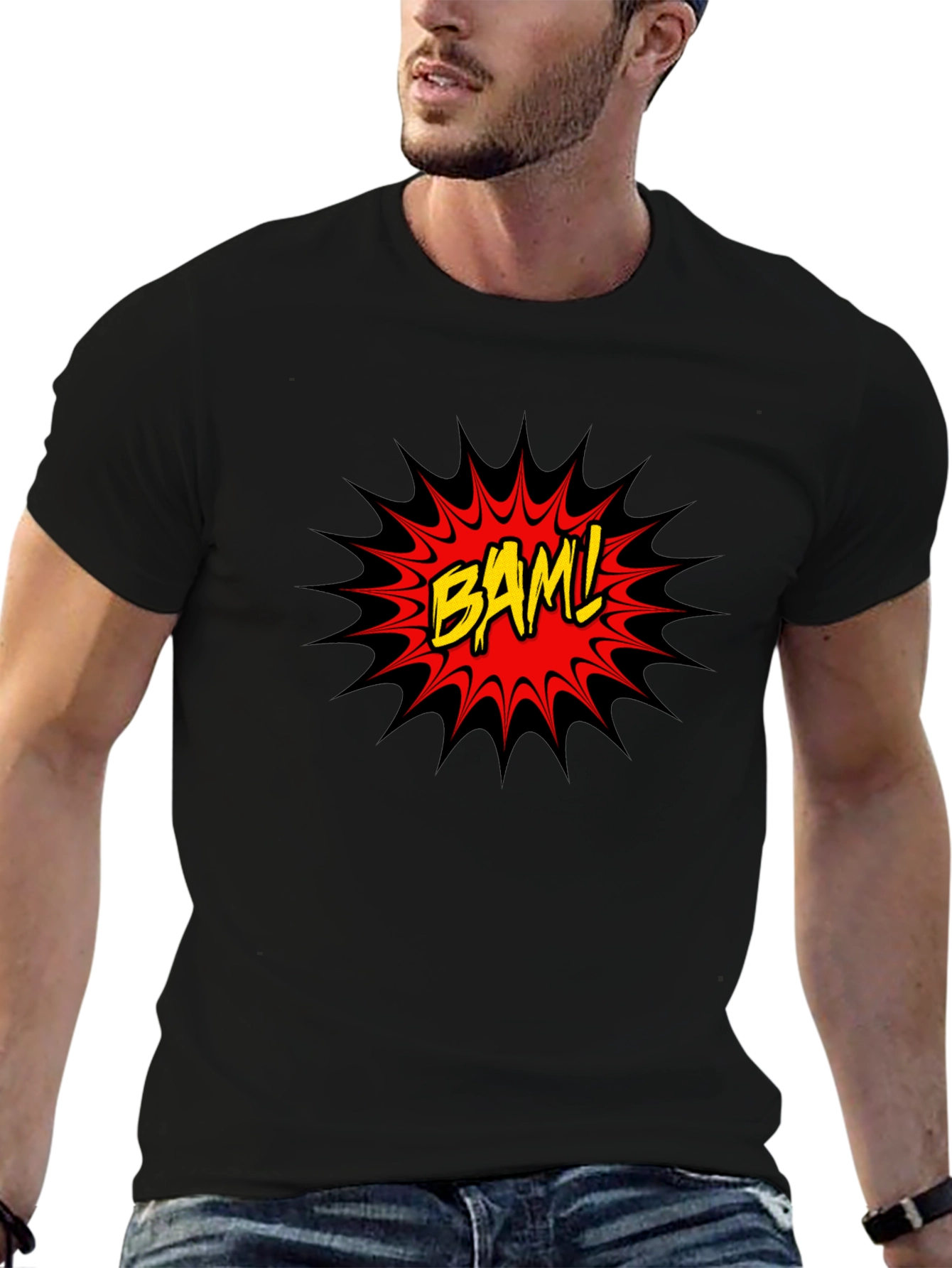 BAM! Comic Style Graphic Tee - Black
