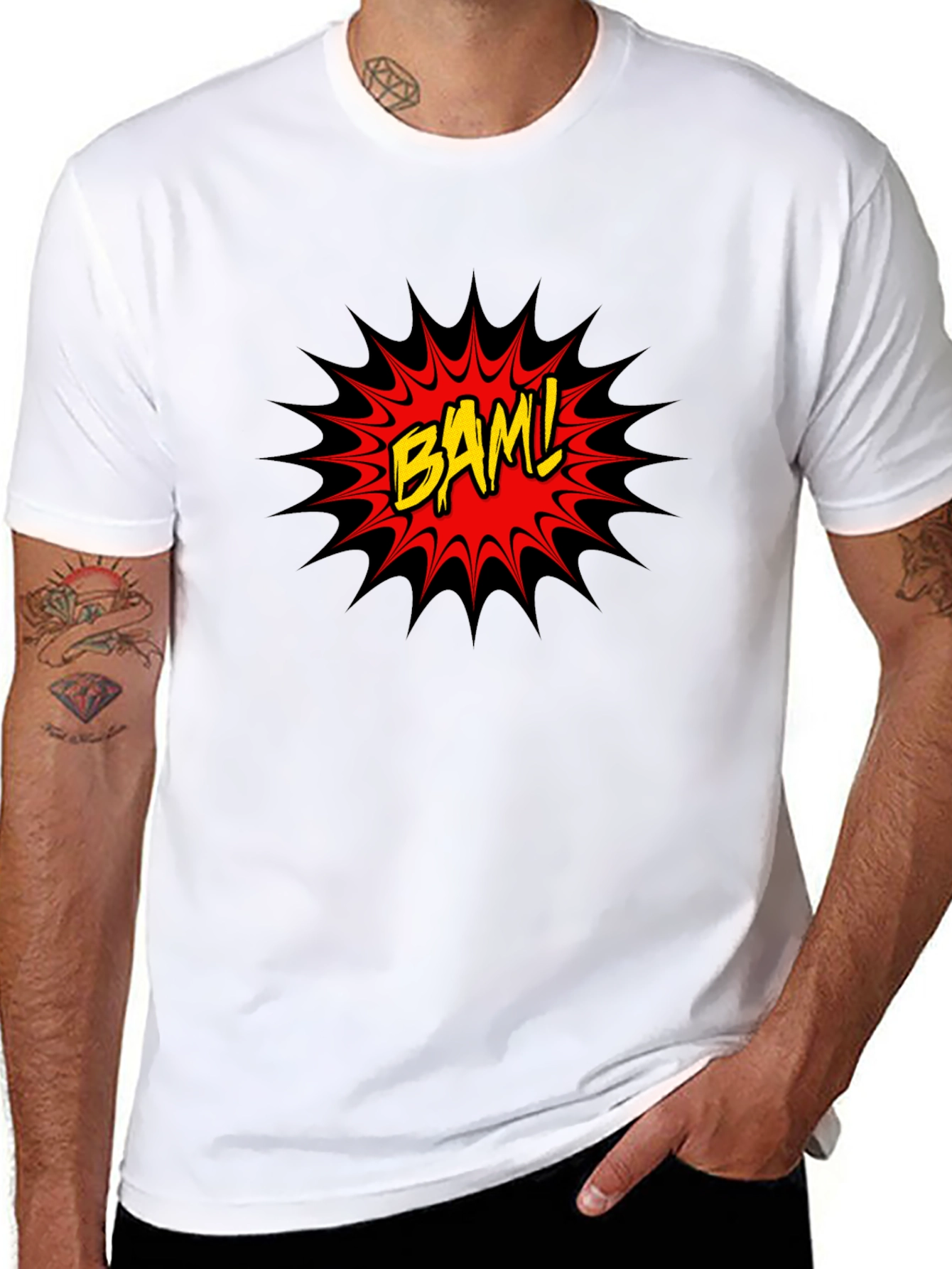BAM! Comic Style Graphic Tee - Black