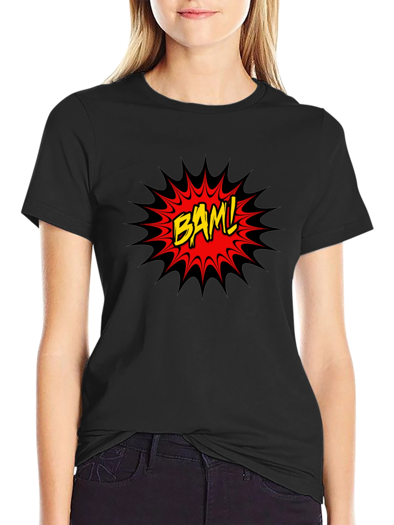 BAM! Comic Style Graphic Tee - Black