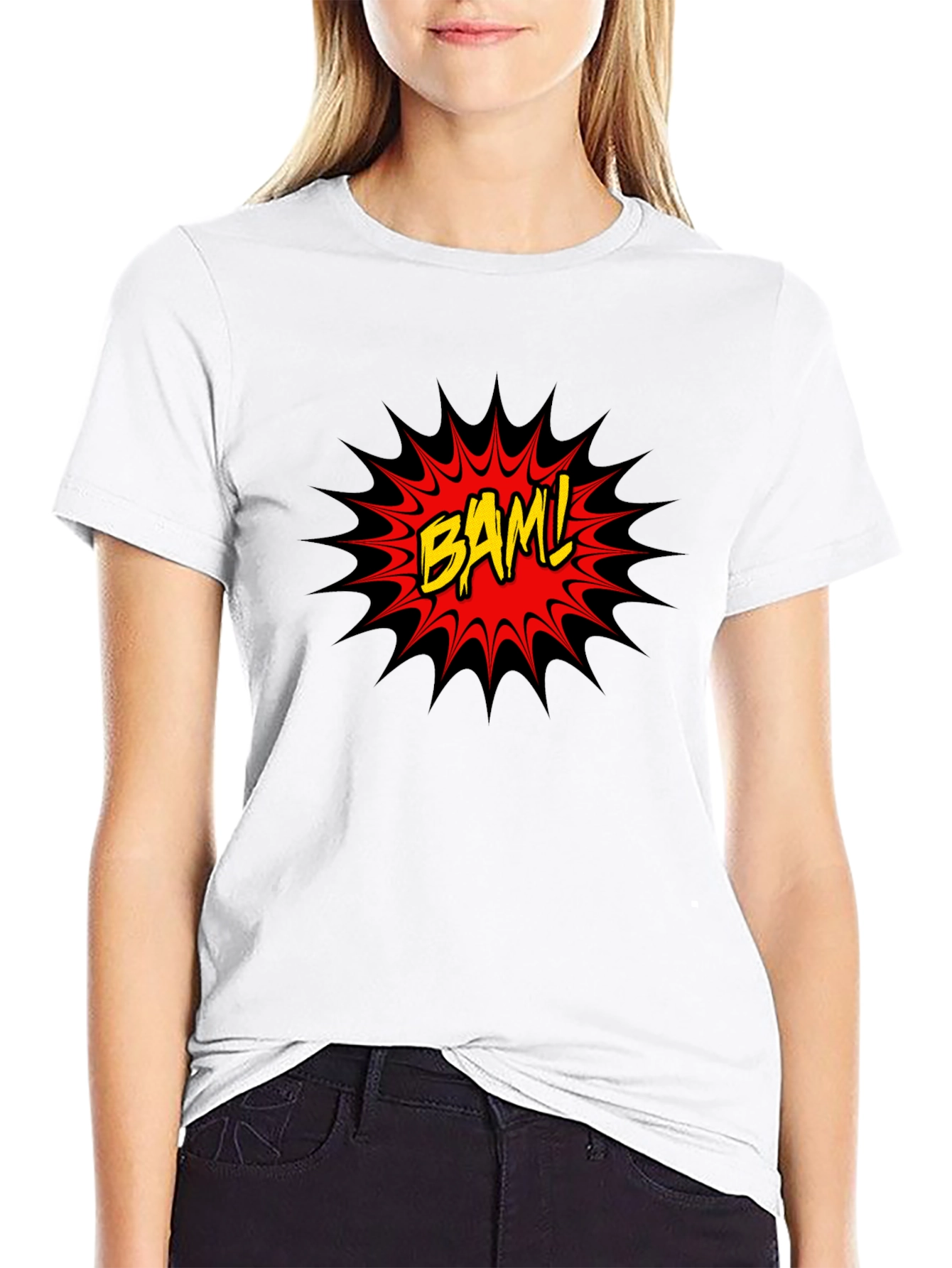 BAM! Comic Style Graphic Tee - Black