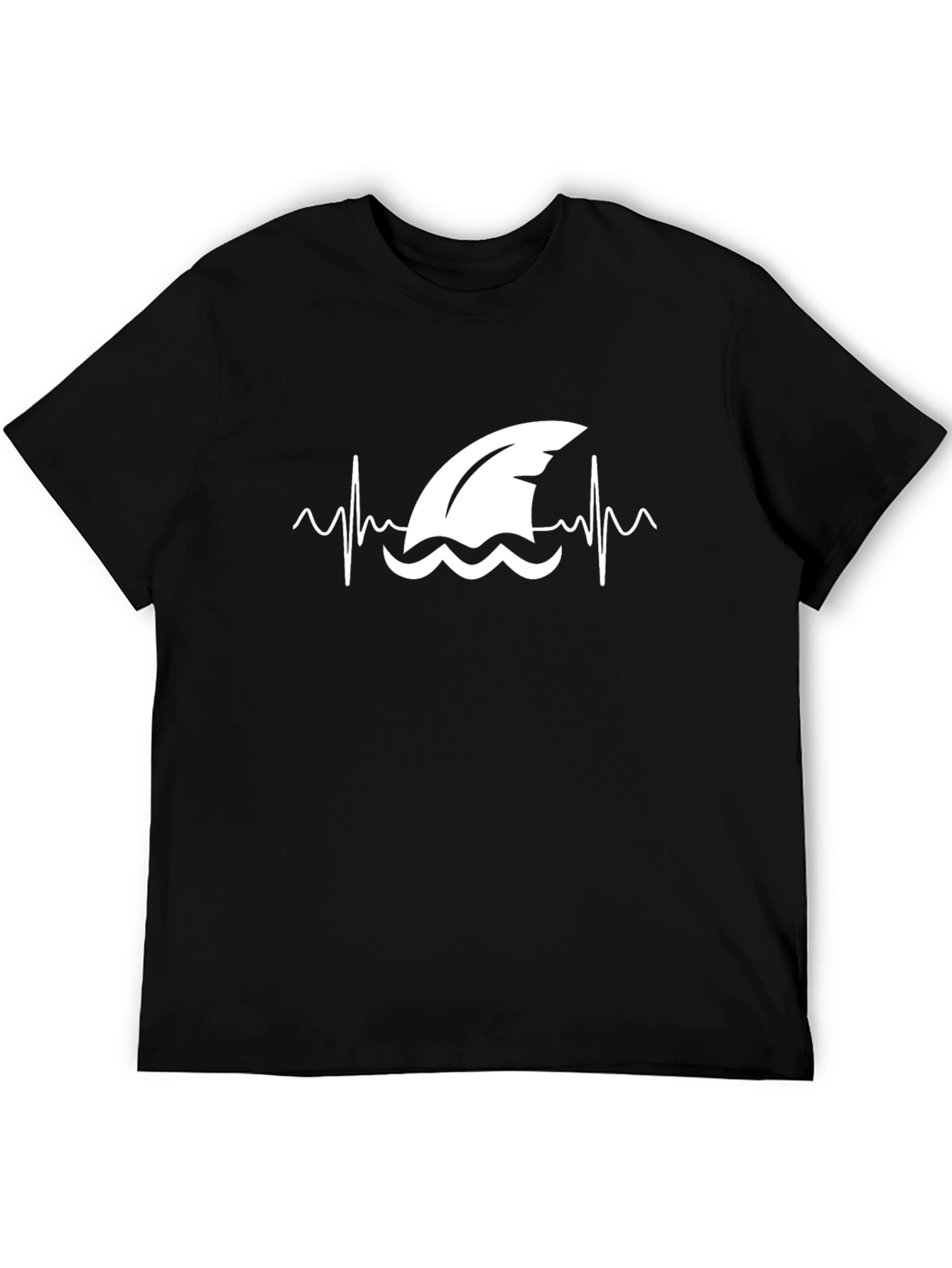 Shark Heartbeat Graphic T-Shirt - Black Cotton Tee