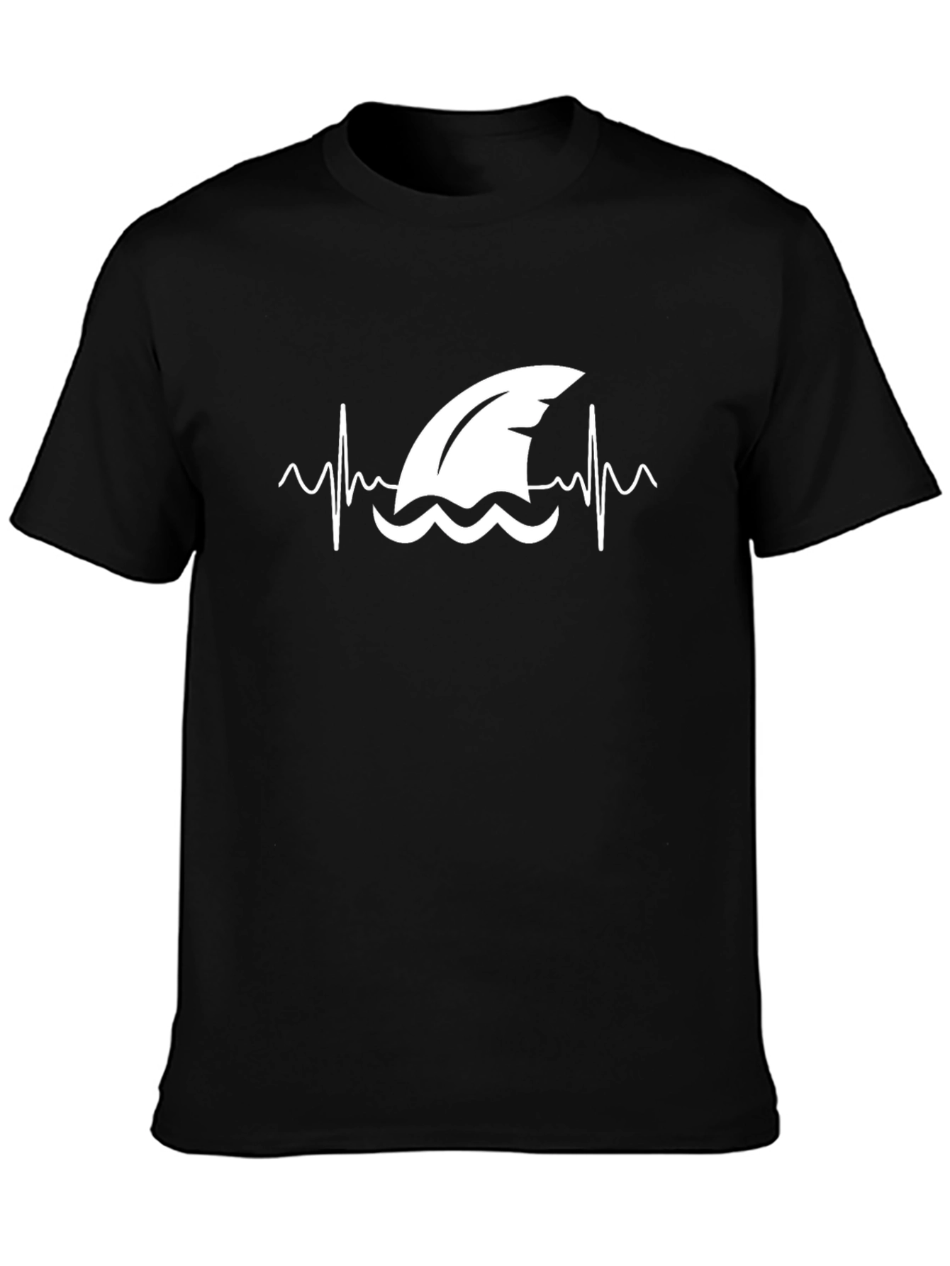 Shark Heartbeat Graphic T-Shirt - Black Cotton Tee