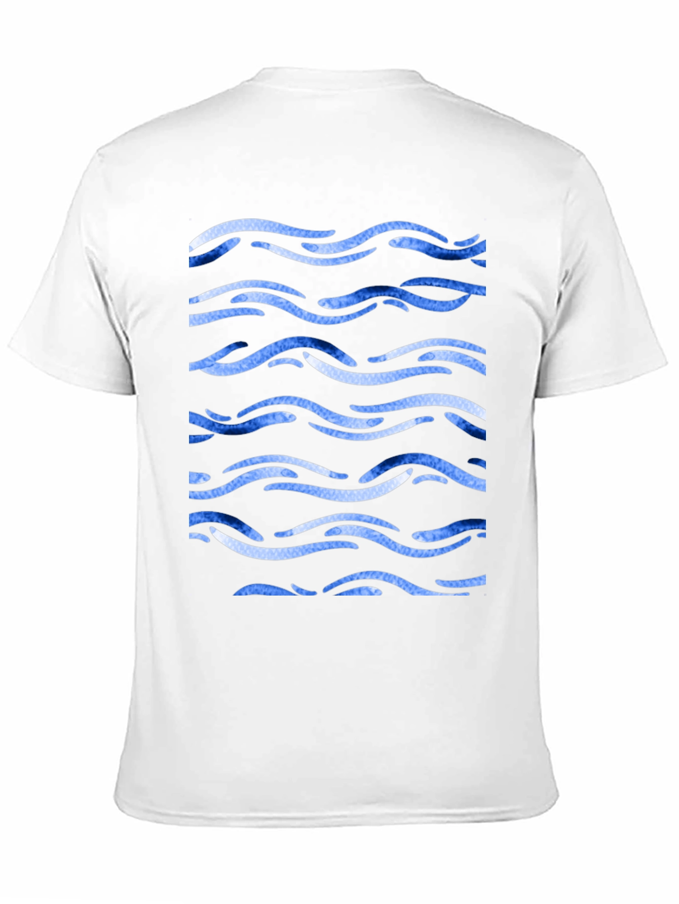 Blue Wave Pattern Black Tee