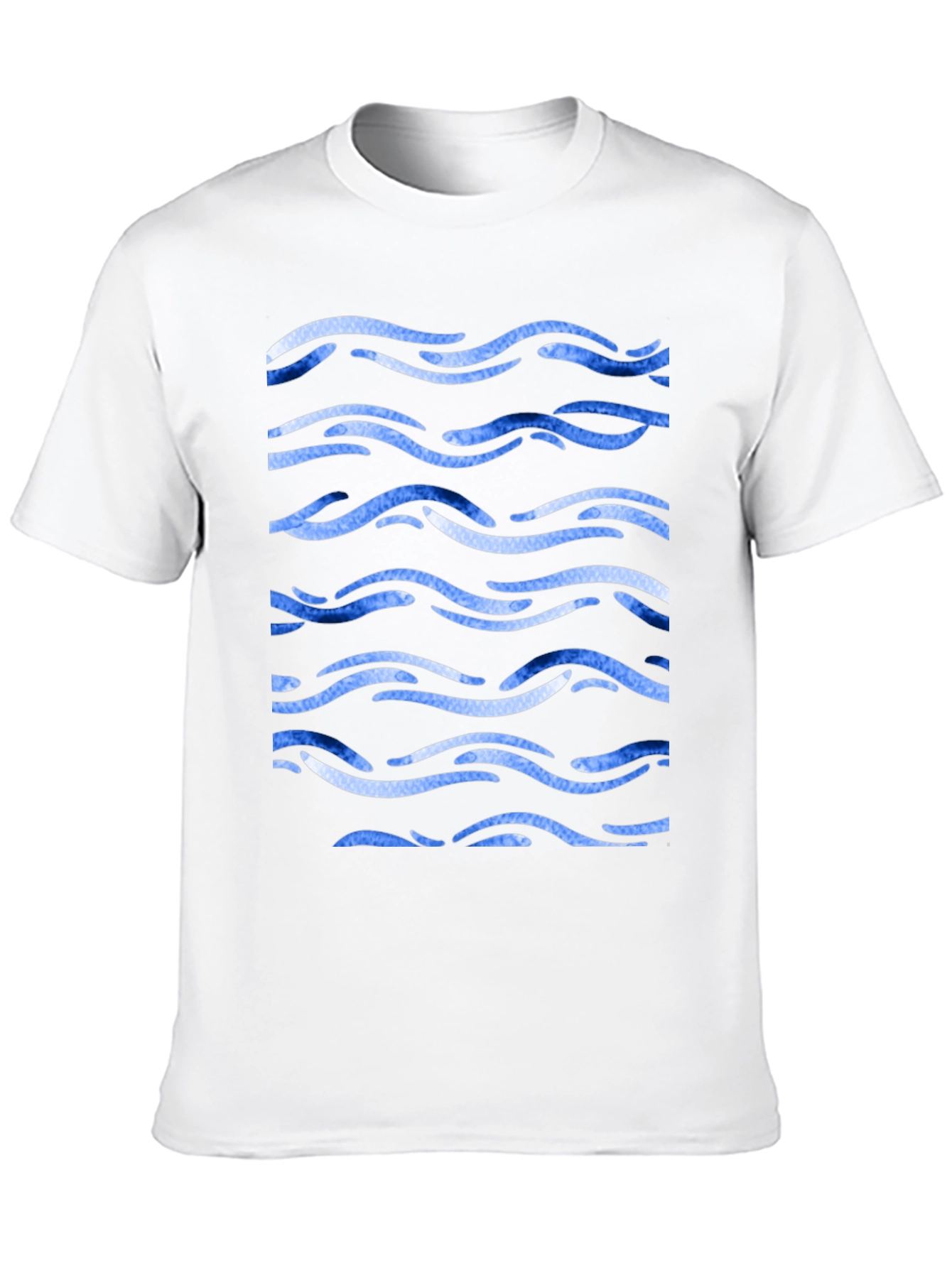 Blue Wave Pattern Black Tee