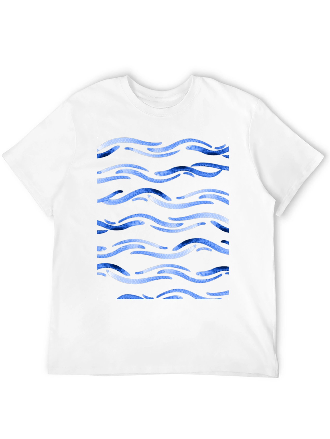 Blue Wave Pattern Black Tee