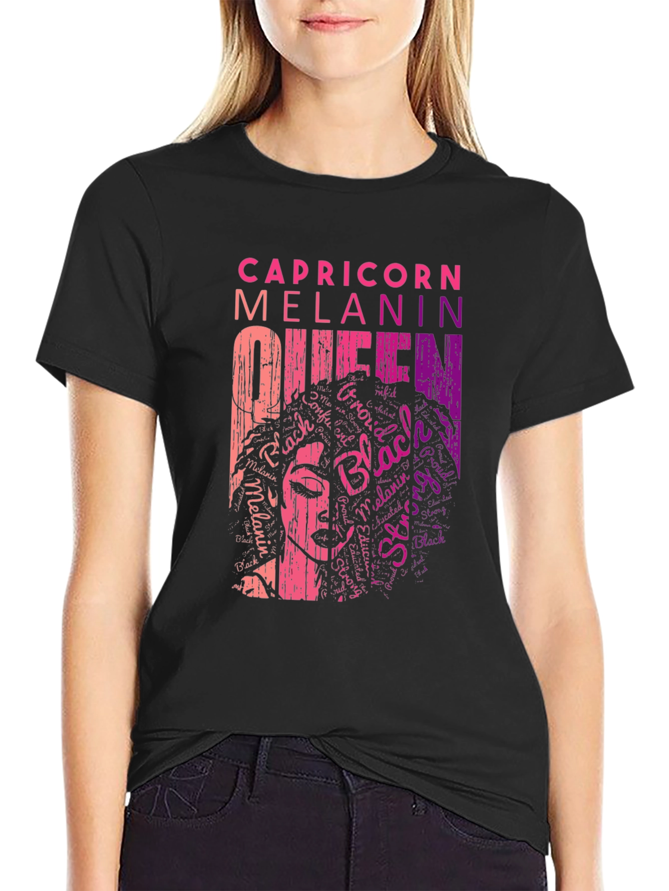 Capricorn Melanin Queen Black T-Shirt