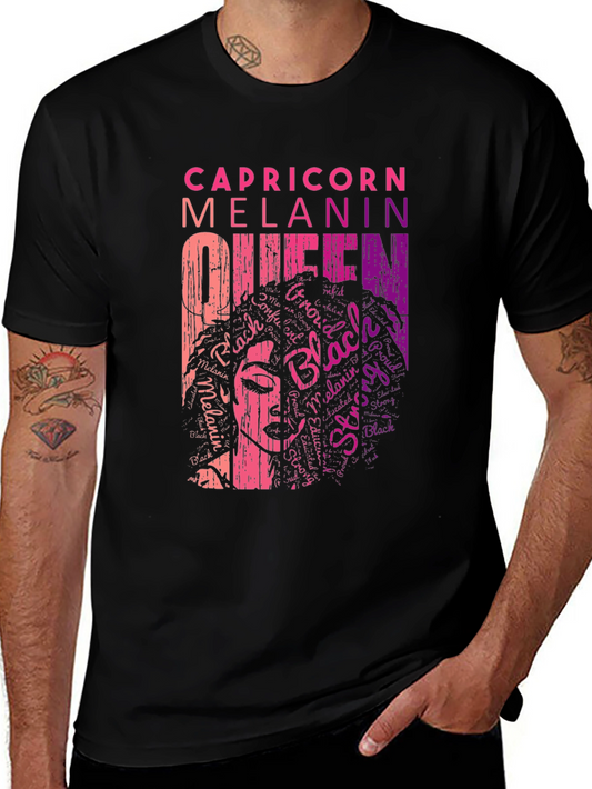Capricorn Melanin Queen Black T-Shirt