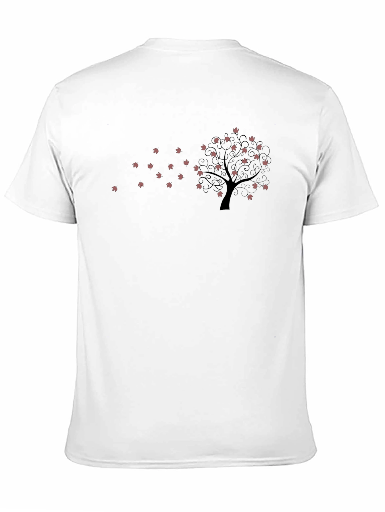 Black Graphic Tee - Falling Leaves Tree Design