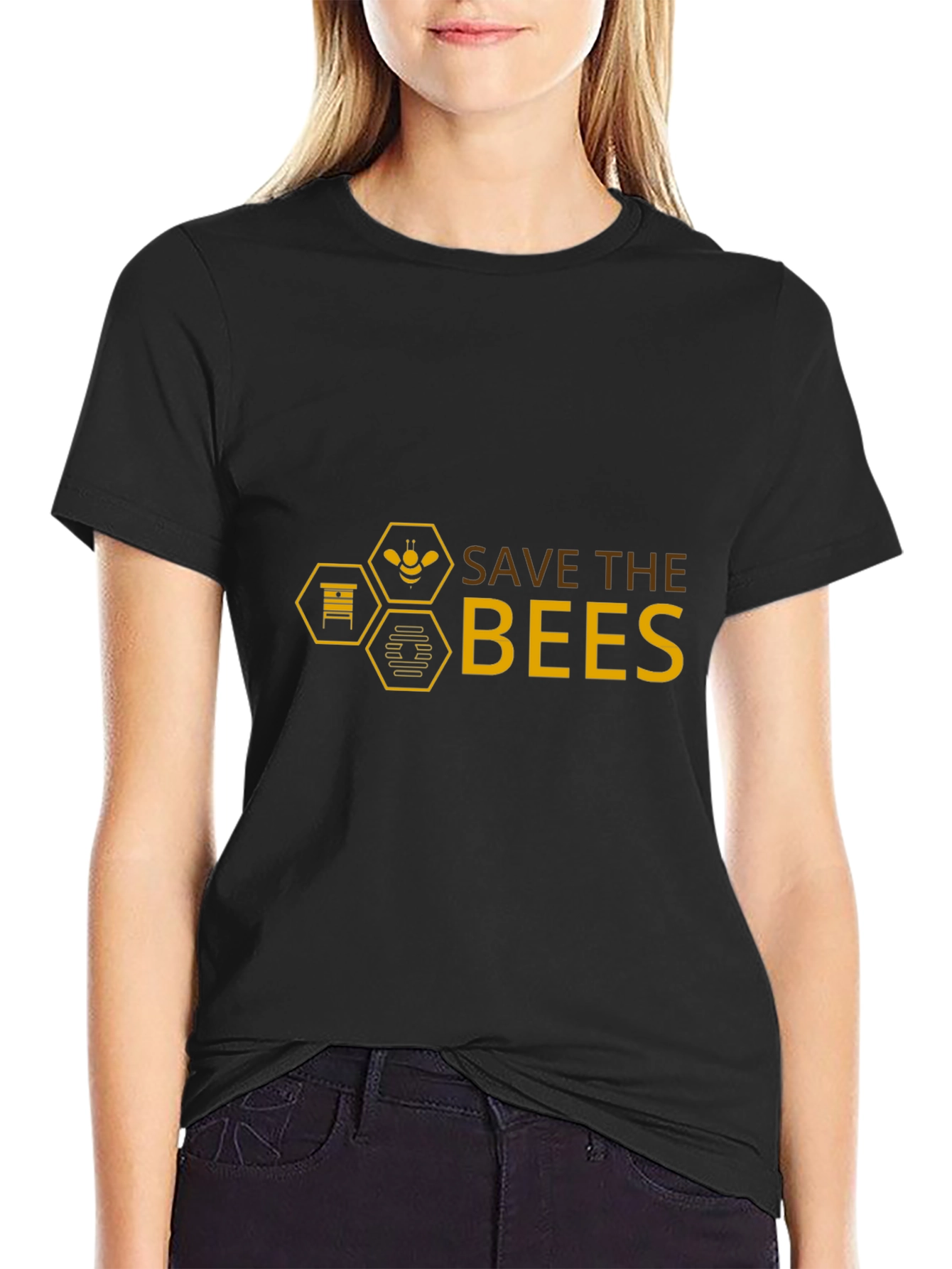 Save the Bees Graphic T-Shirt - Black Cotton Tee