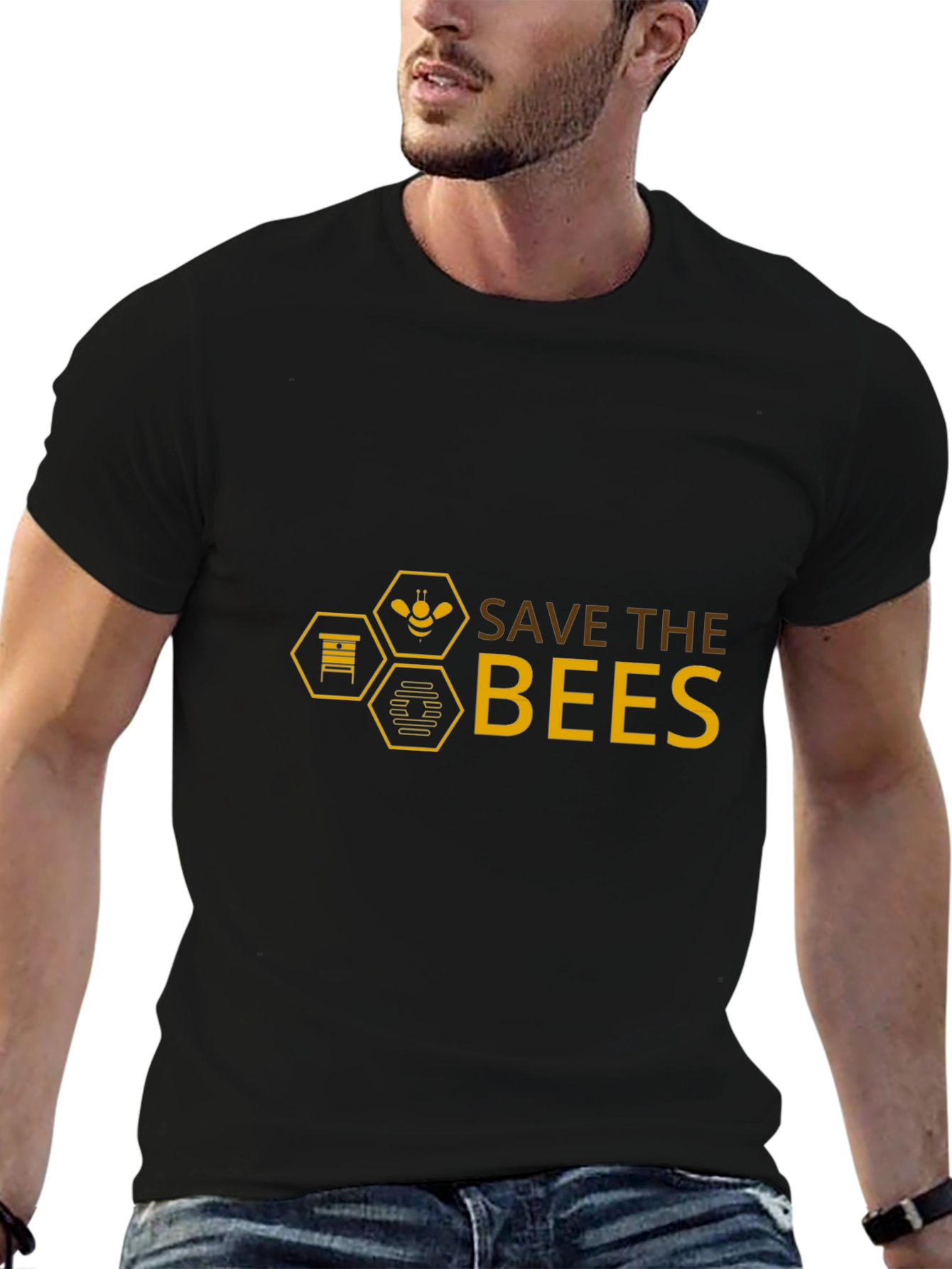 Save the Bees Graphic T-Shirt - Black Cotton Tee