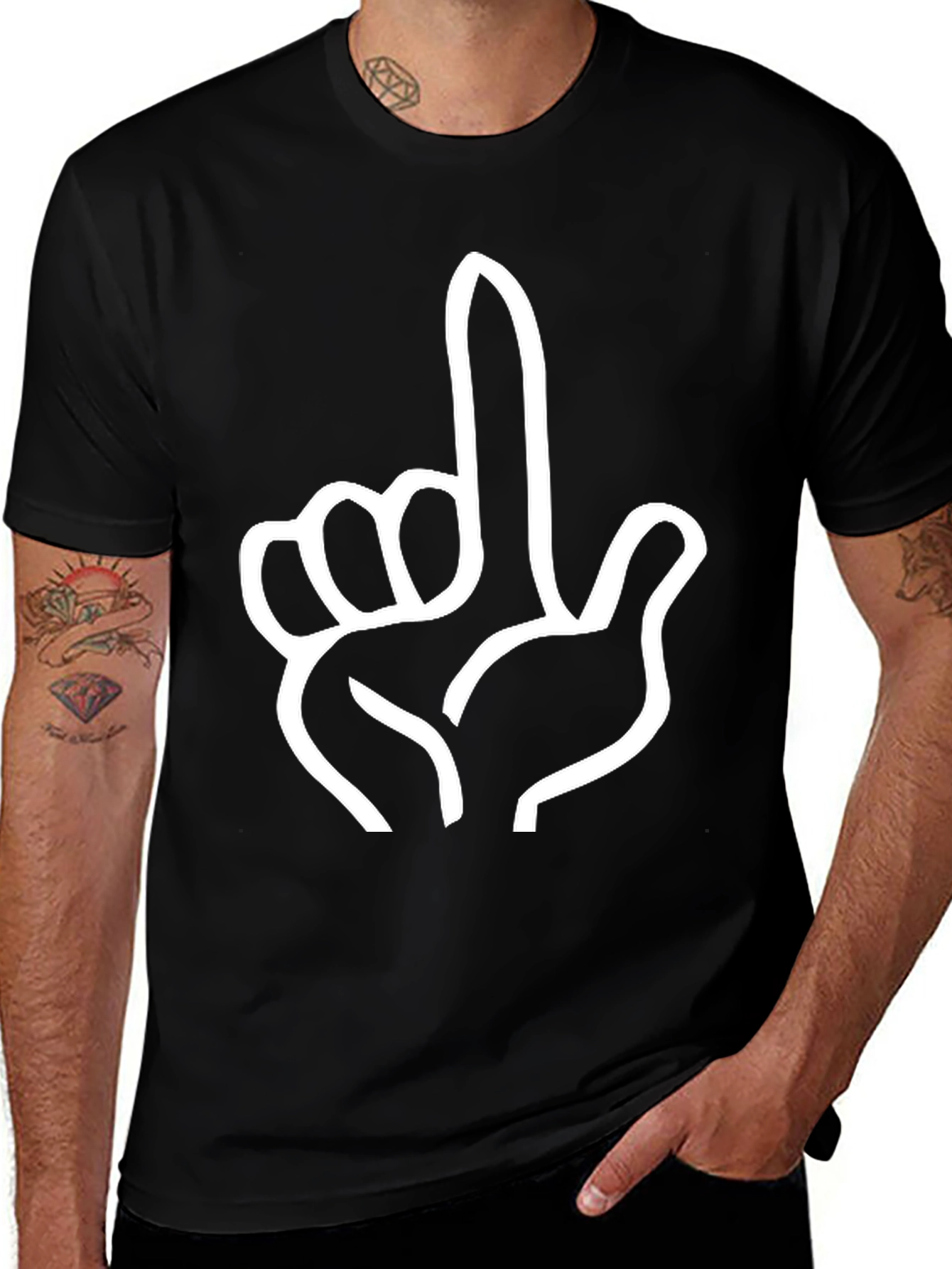 Pointing Hand Graphic Tee - Black