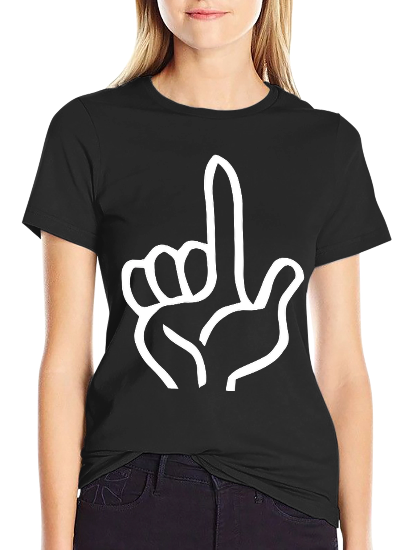 Pointing Hand Graphic Tee - Black