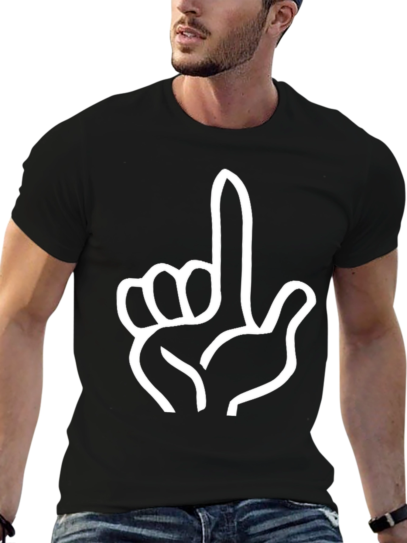 Pointing Hand Graphic Tee - Black