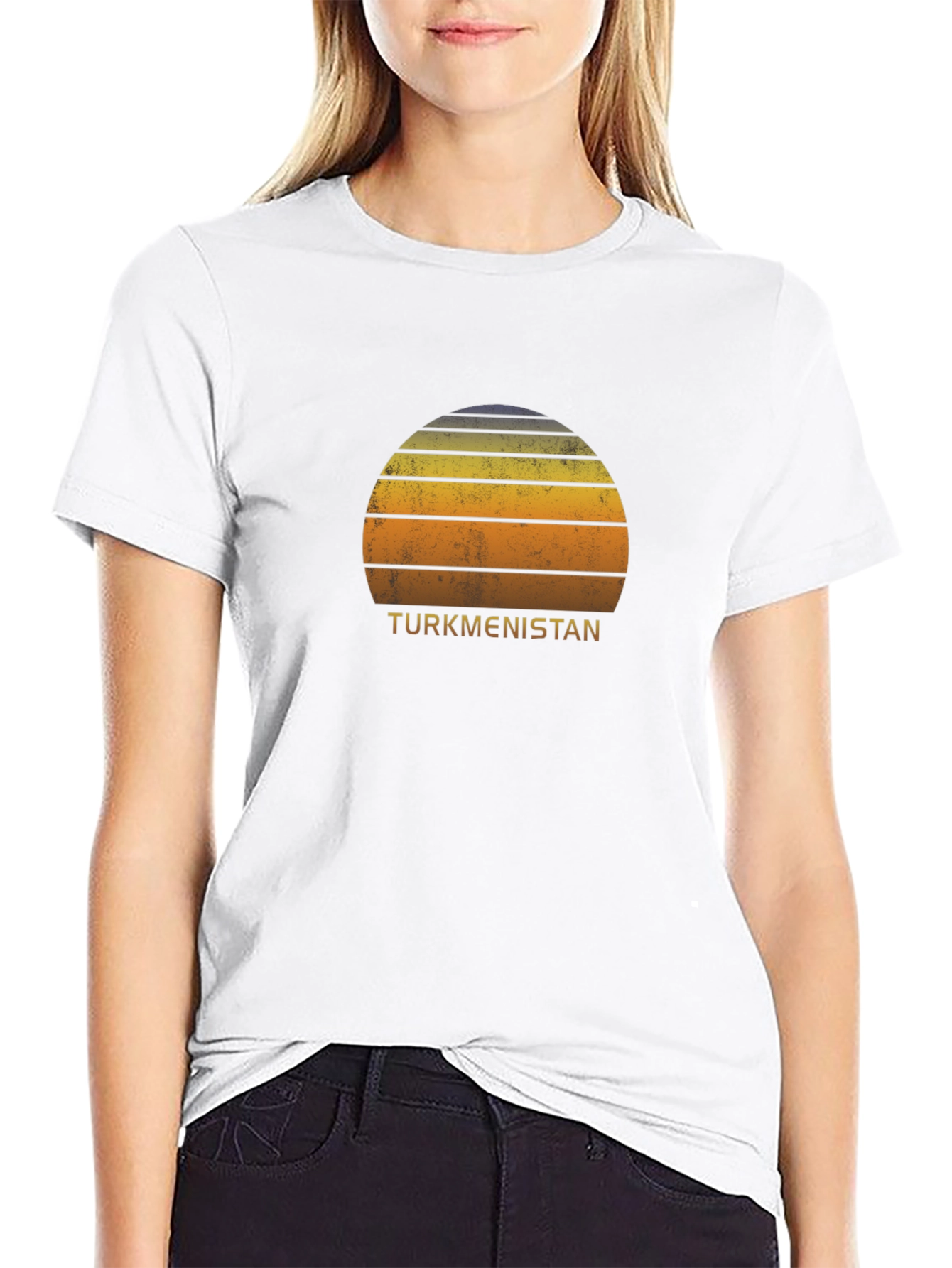 Retro Turkmenistan Sunset T-Shirt - Black