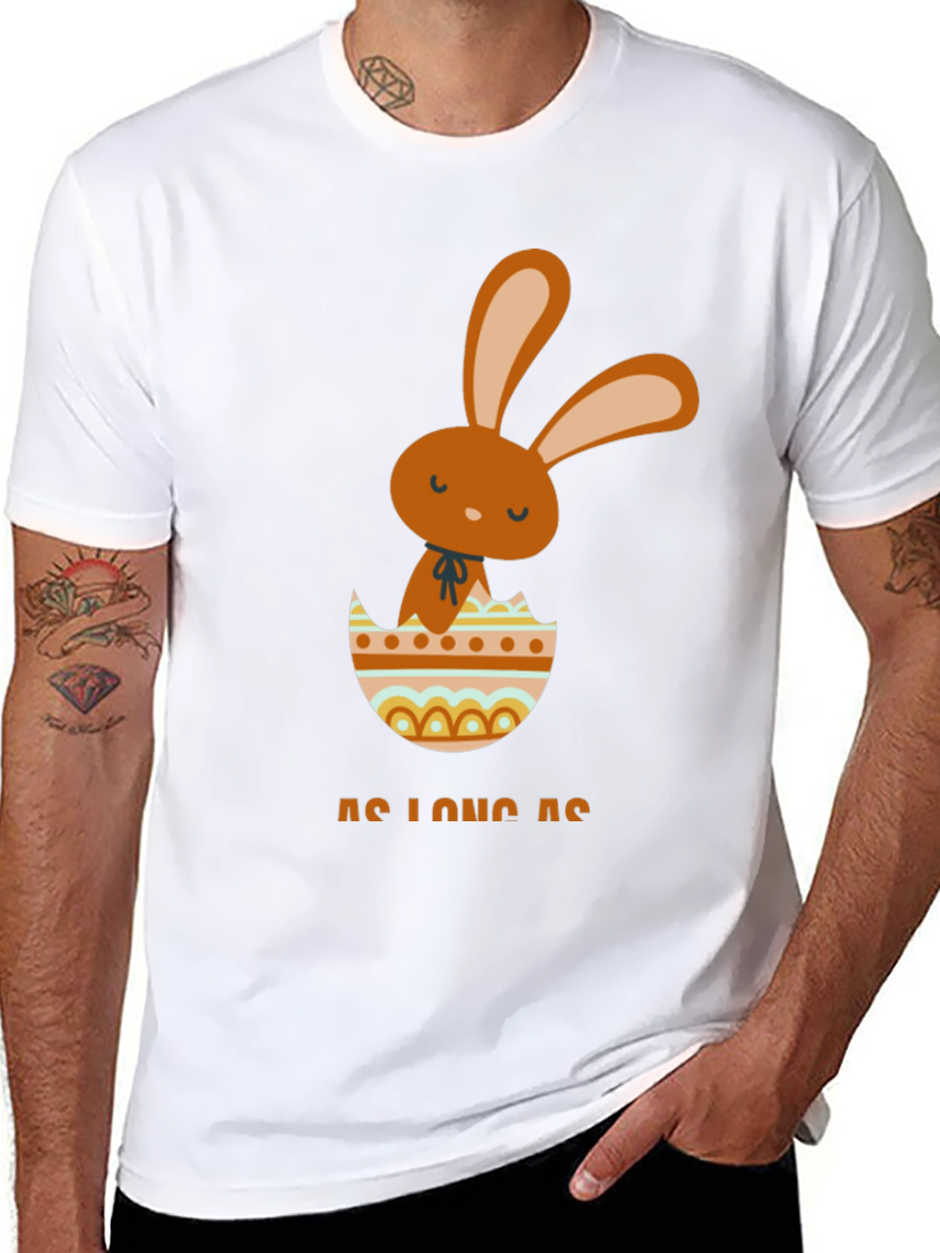 Easter Bunny Egg Graphic Tee - Black Cotton T-Shirt