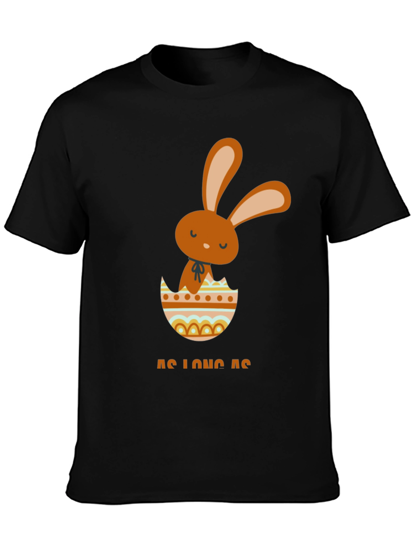 Easter Bunny Egg Graphic Tee - Black Cotton T-Shirt