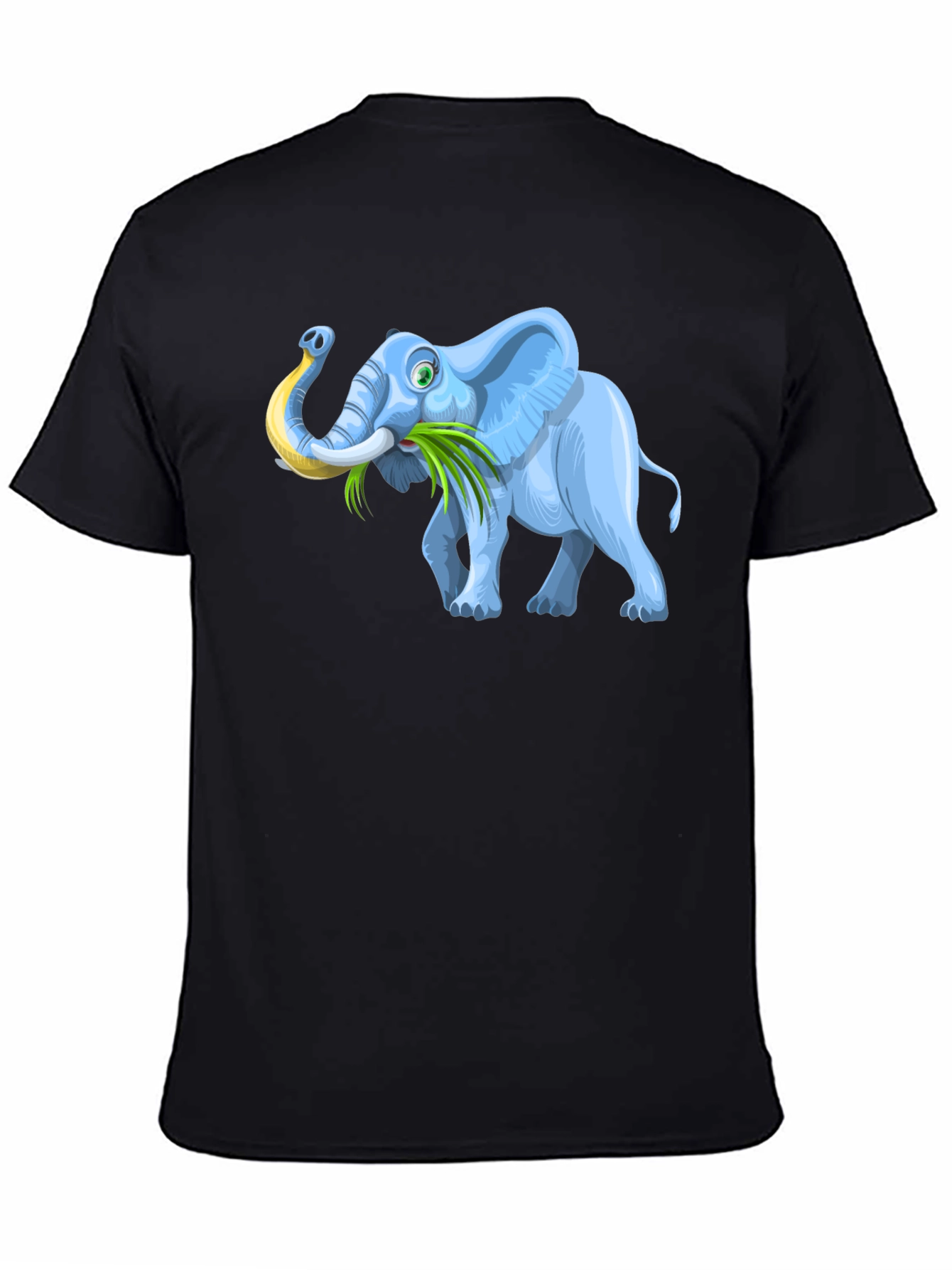 Cartoon Elephant Graphic Tee - Black Casual T-Shirt