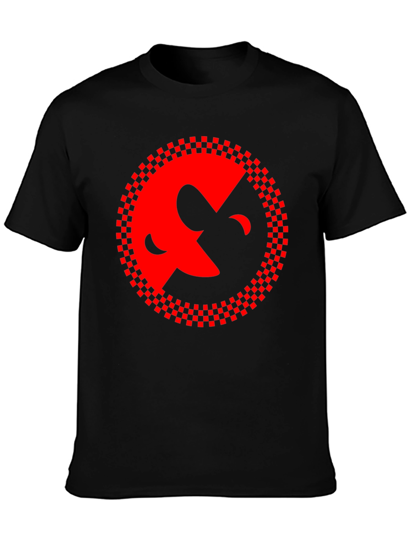 Abstract Face Graphic Black Tee