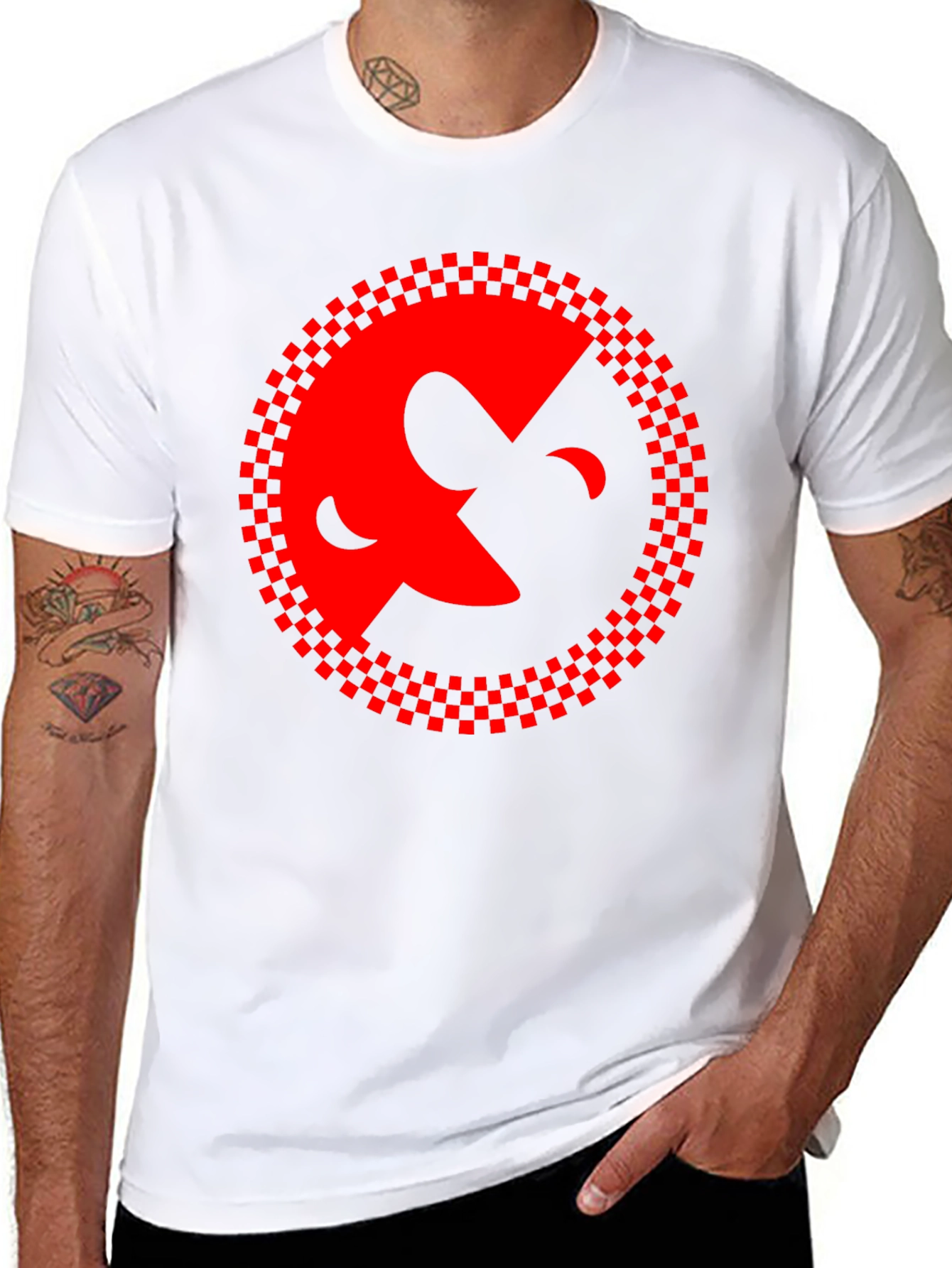 Abstract Face Graphic Black Tee