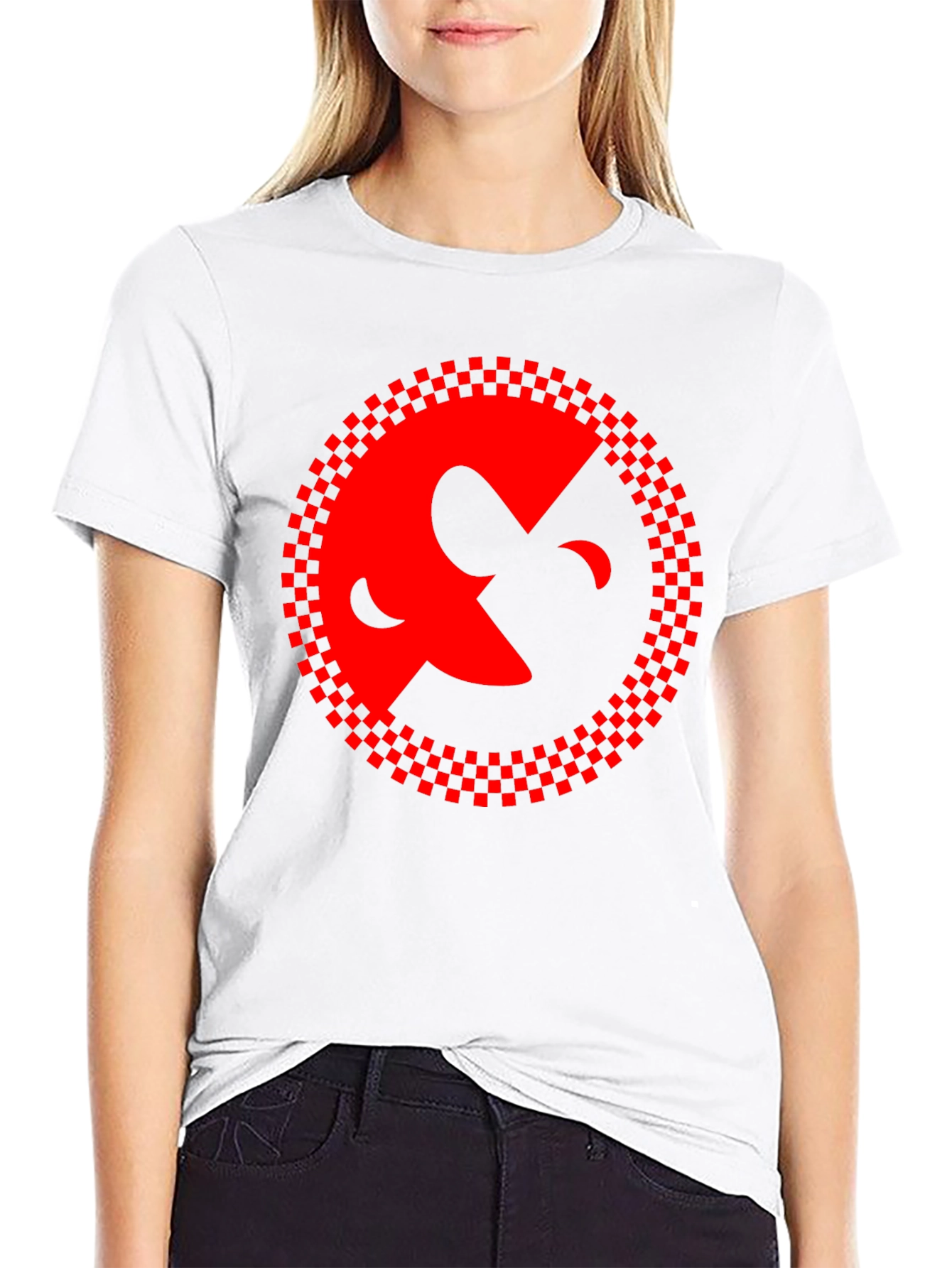 Abstract Face Graphic Black Tee