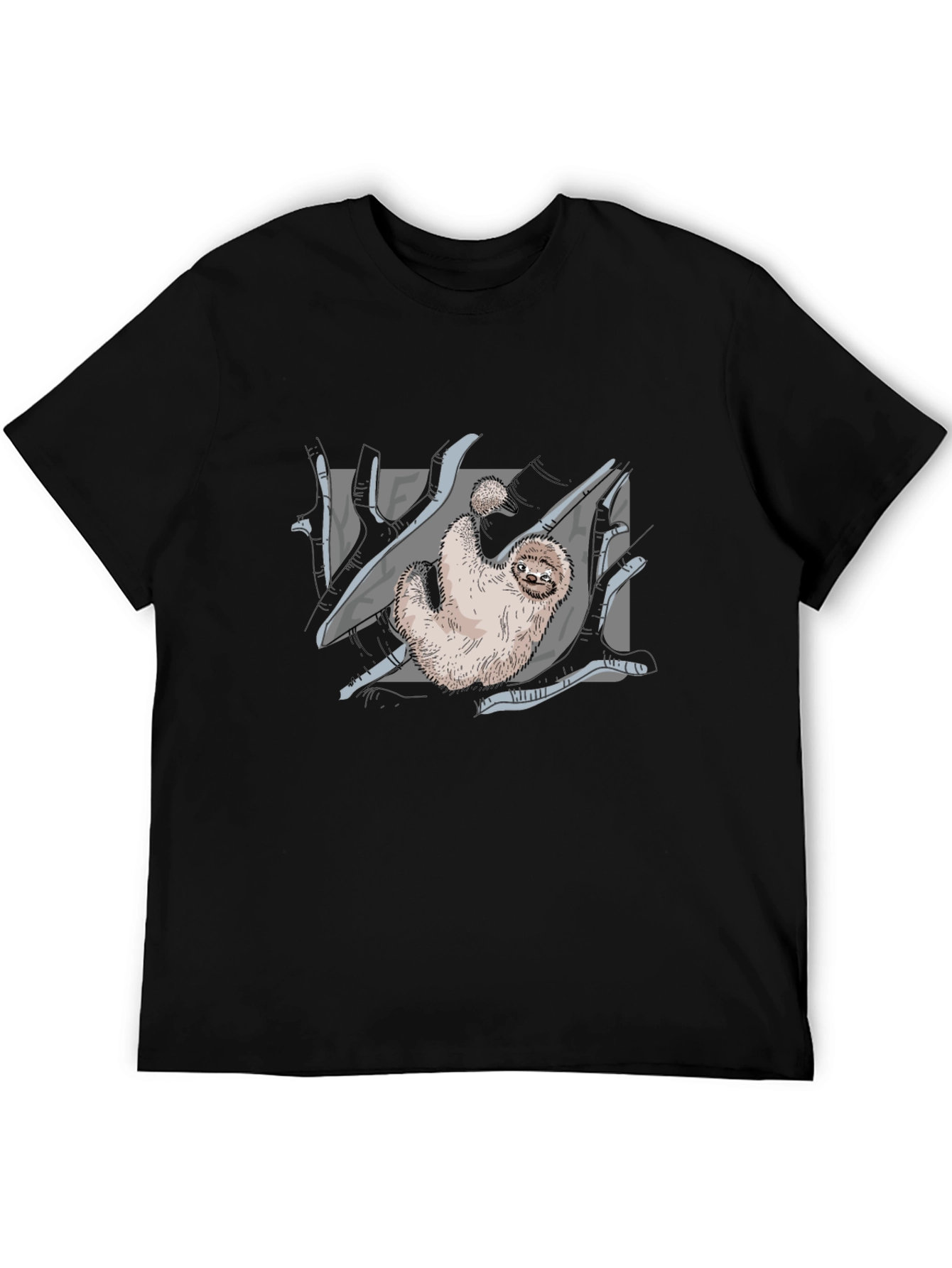 Sloth Graphic Print Black T-Shirt