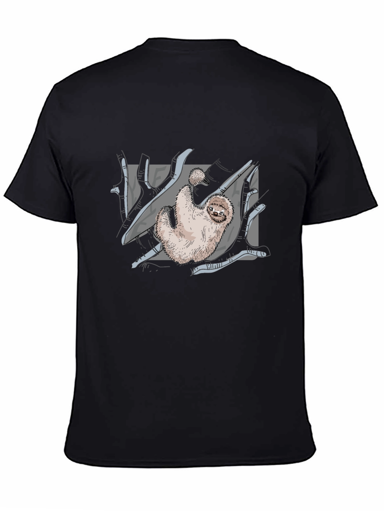 Sloth Graphic Print Black T-Shirt