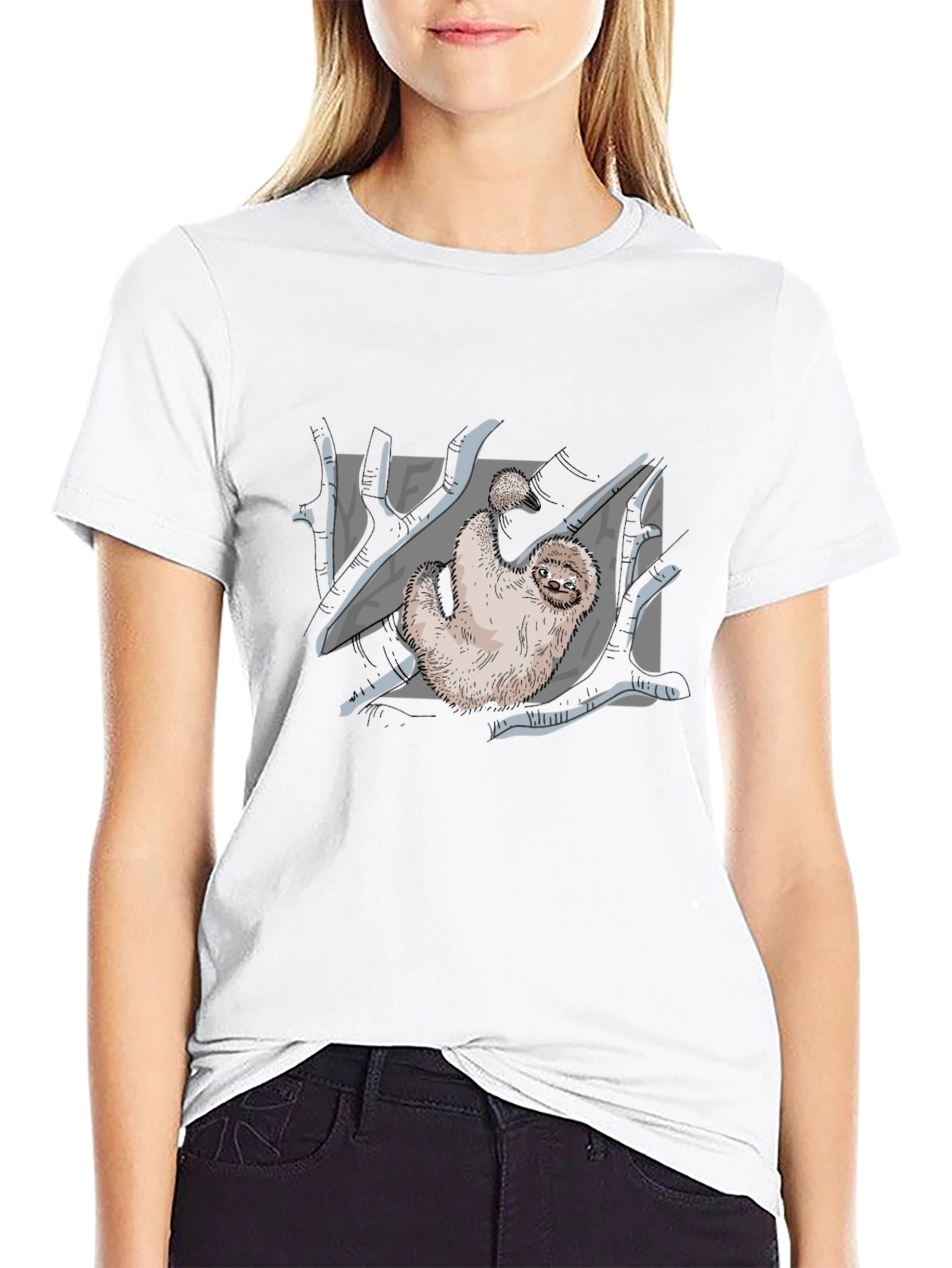 Sloth Graphic Print Black T-Shirt