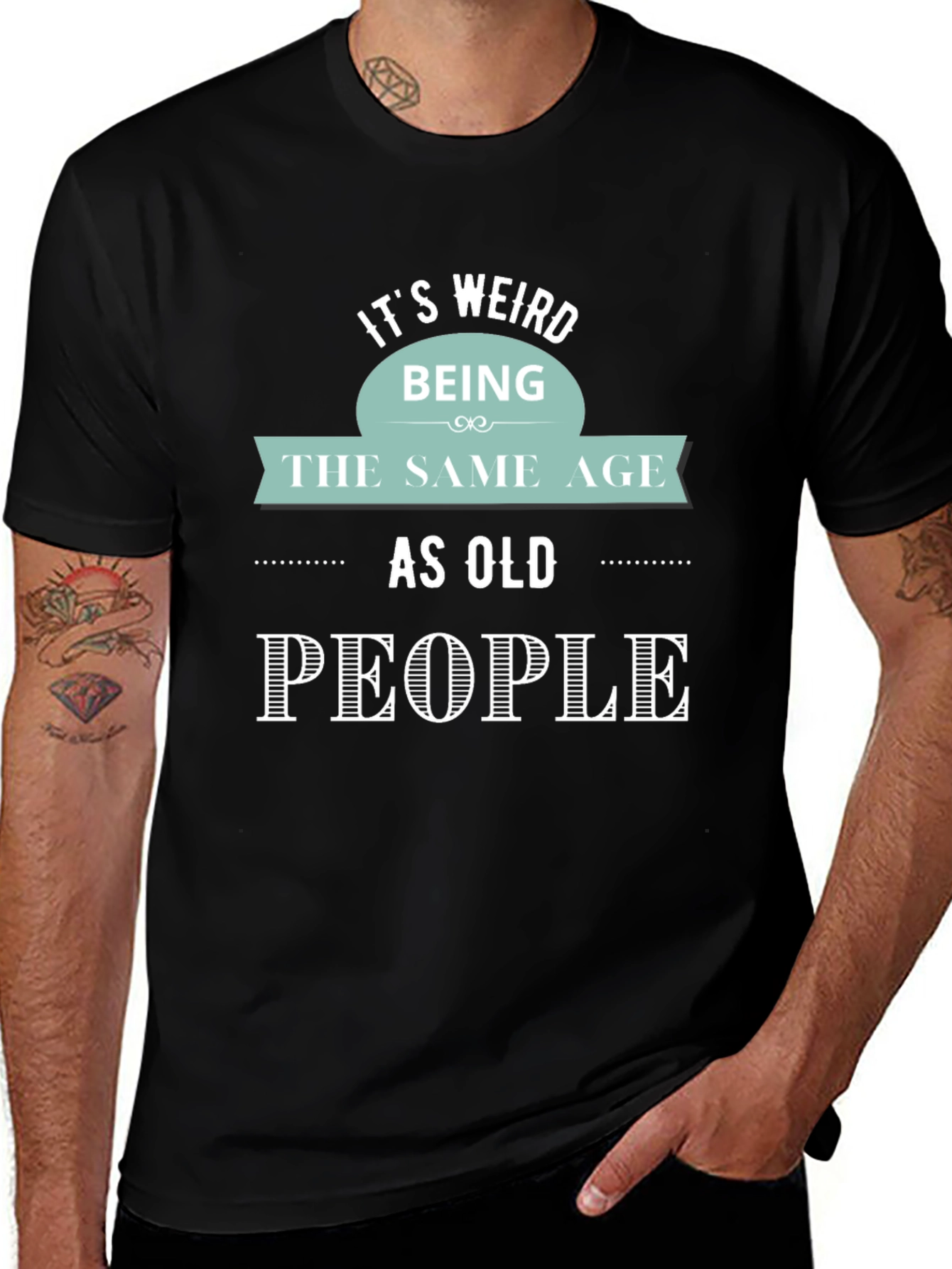 Funny Old People Graphic Tee - Black Cotton T-Shirt