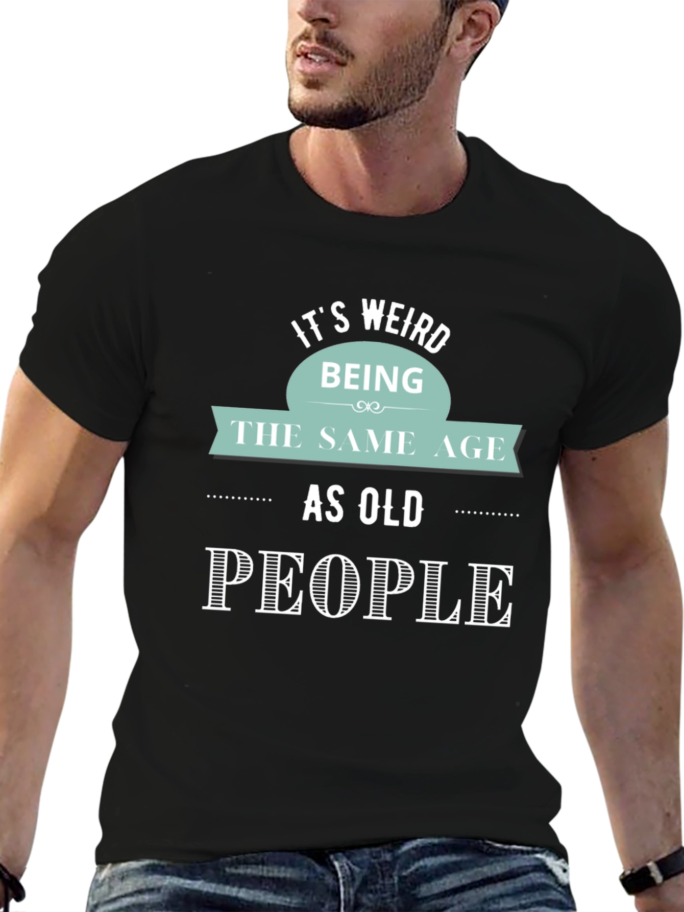 Funny Old People Graphic Tee - Black Cotton T-Shirt