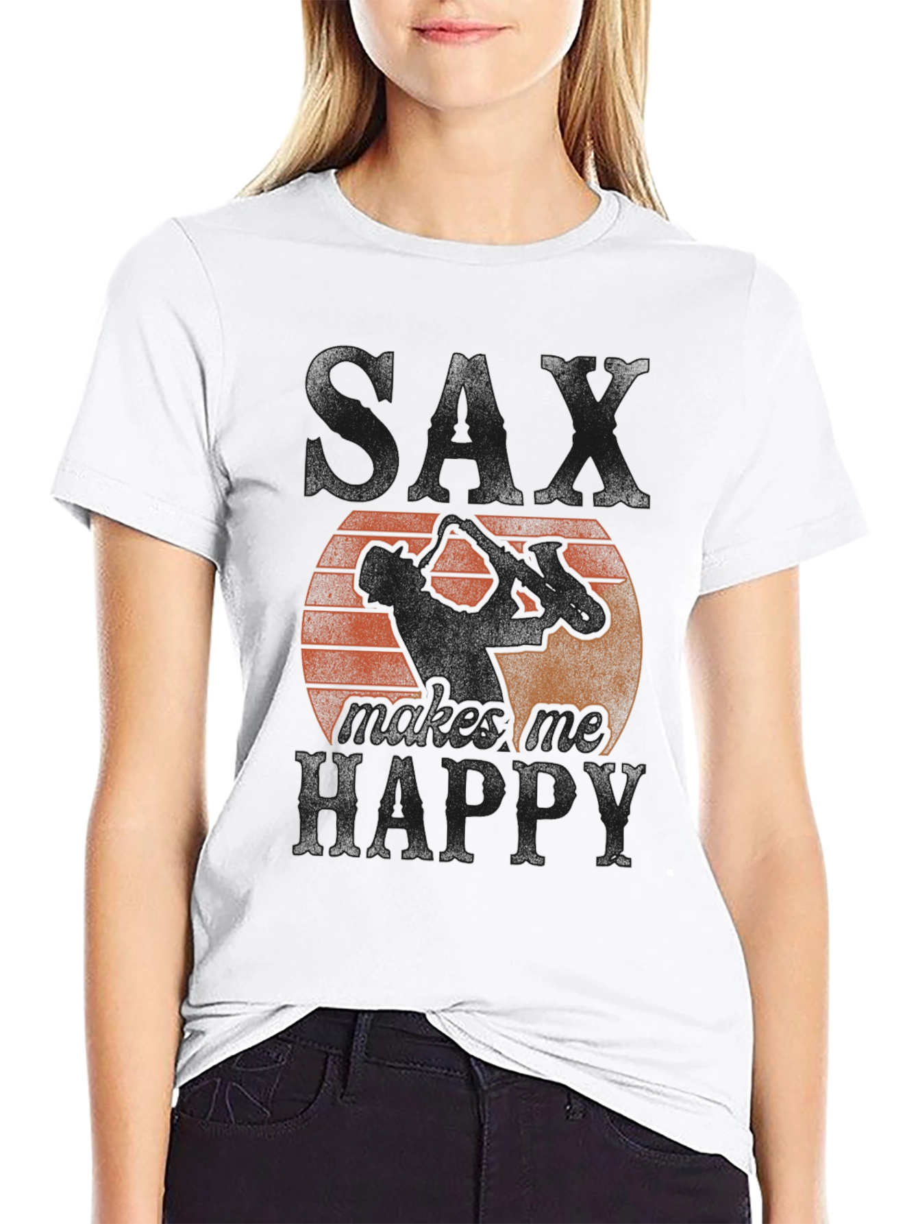 Saxophone Makes Me Happy Graphic Tee