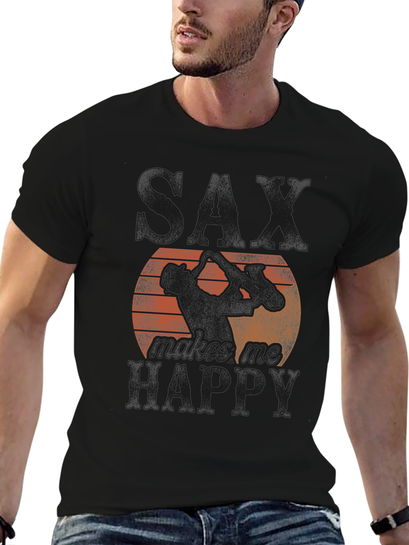 Saxophone Makes Me Happy Graphic Tee