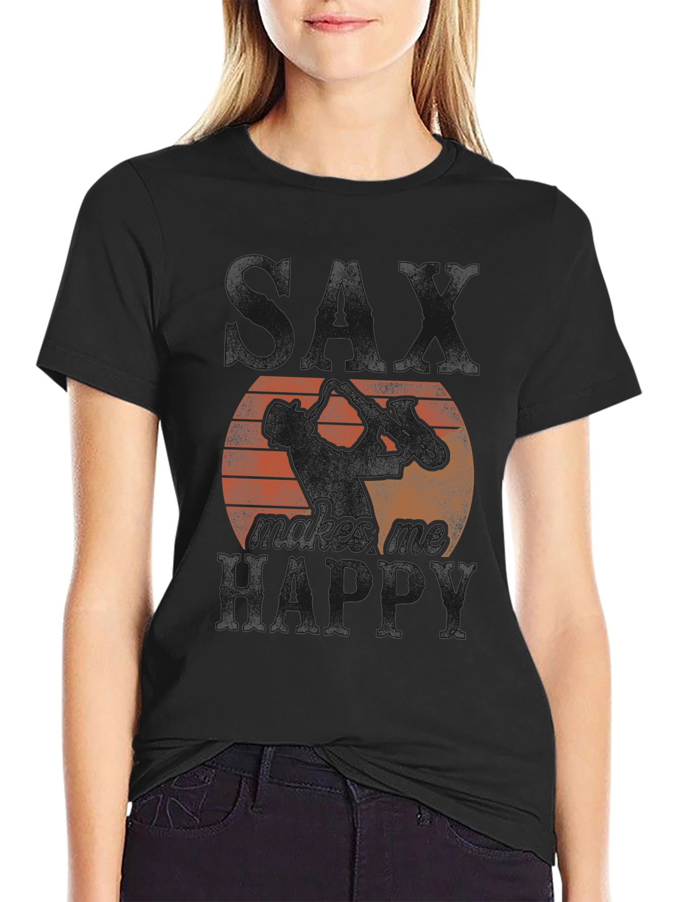 Saxophone Makes Me Happy Graphic Tee