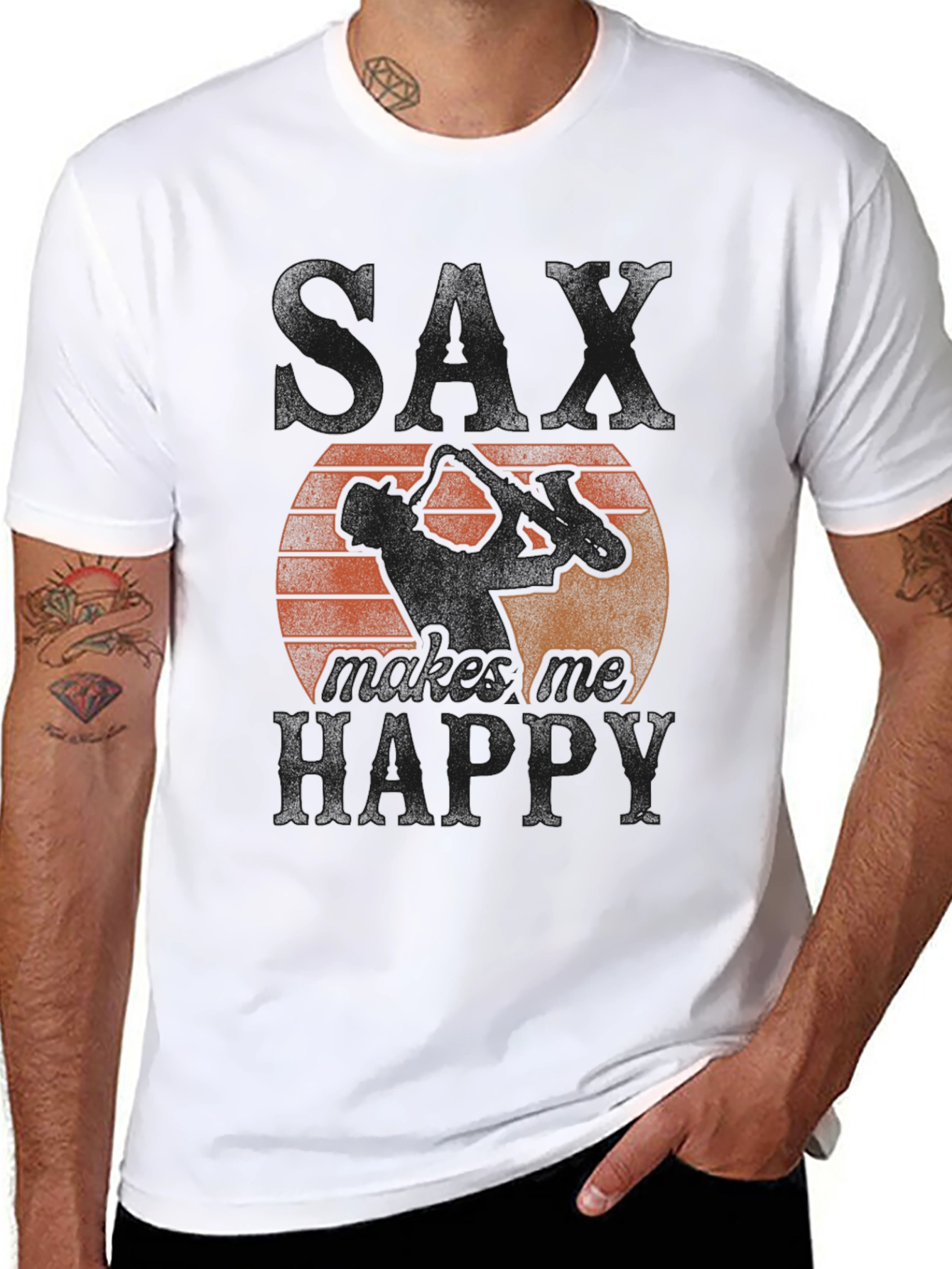 Saxophone Makes Me Happy Graphic Tee