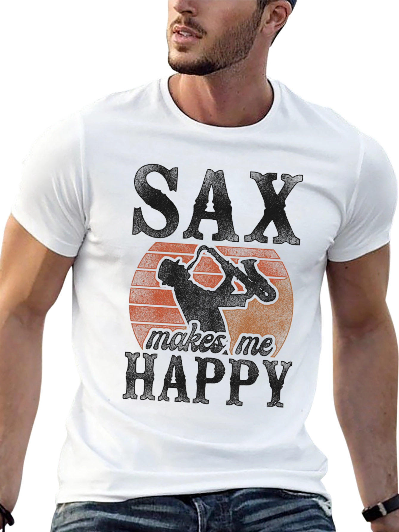 Saxophone Makes Me Happy Graphic Tee