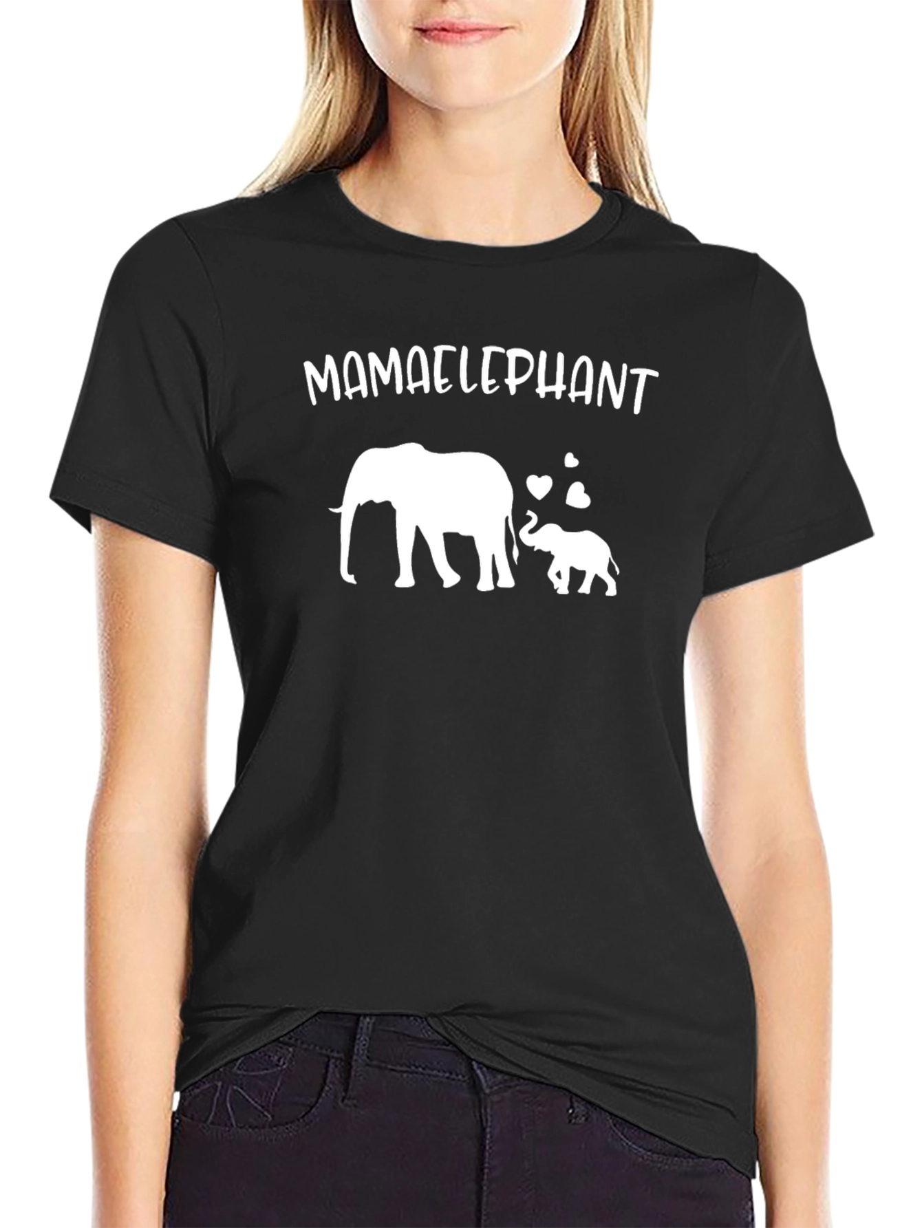 Mama Elephant Graphic T-Shirt - Black