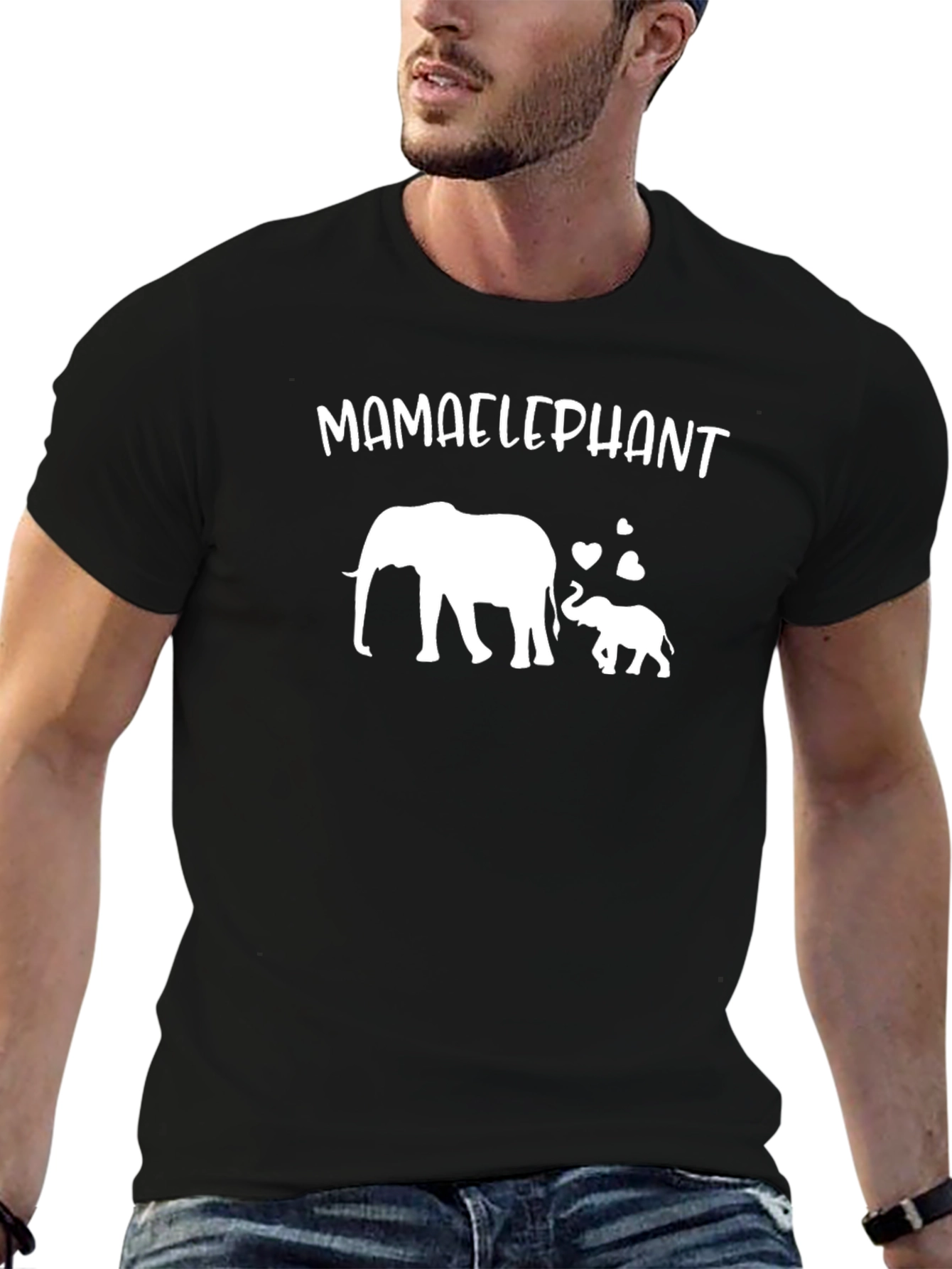 Mama Elephant Graphic T-Shirt - Black