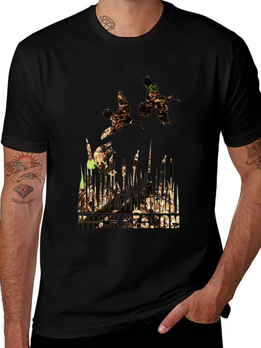 Duck Hunting Season Graphic Tee - Mens Black T-Shirt