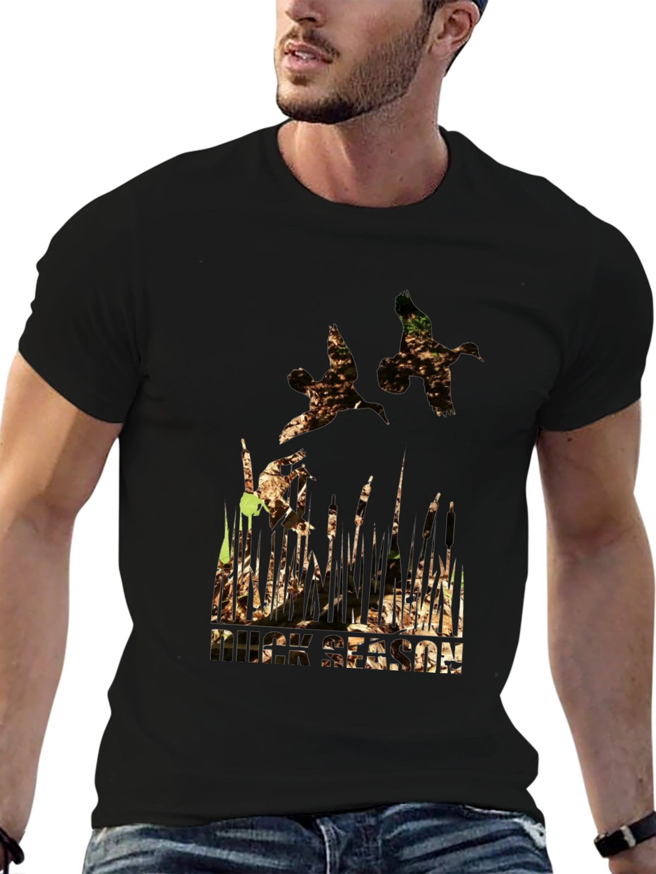 Duck Hunting Season Graphic Tee - Mens Black T-Shirt