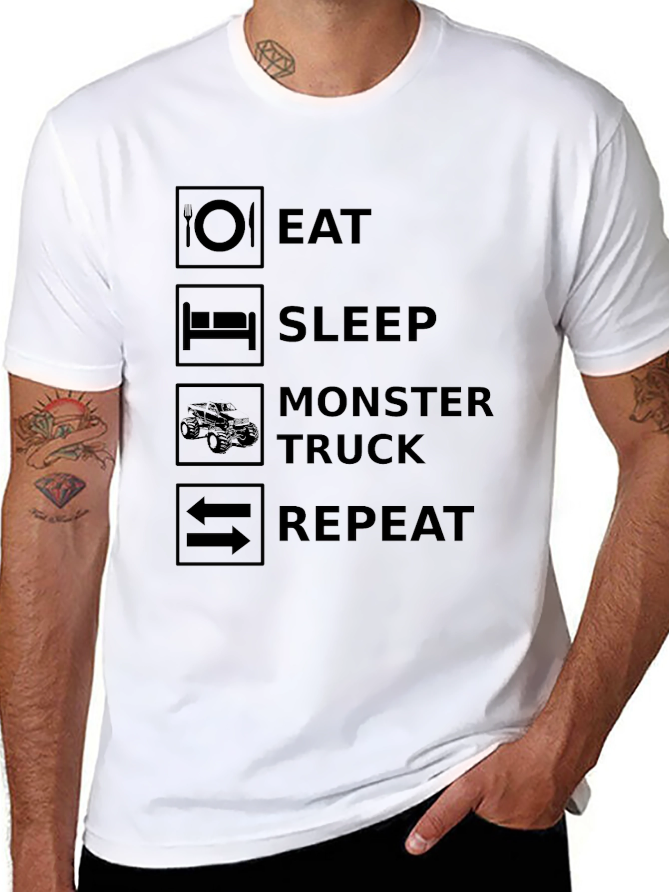 Eat Sleep Monster Truck Repeat Black T-Shirt
