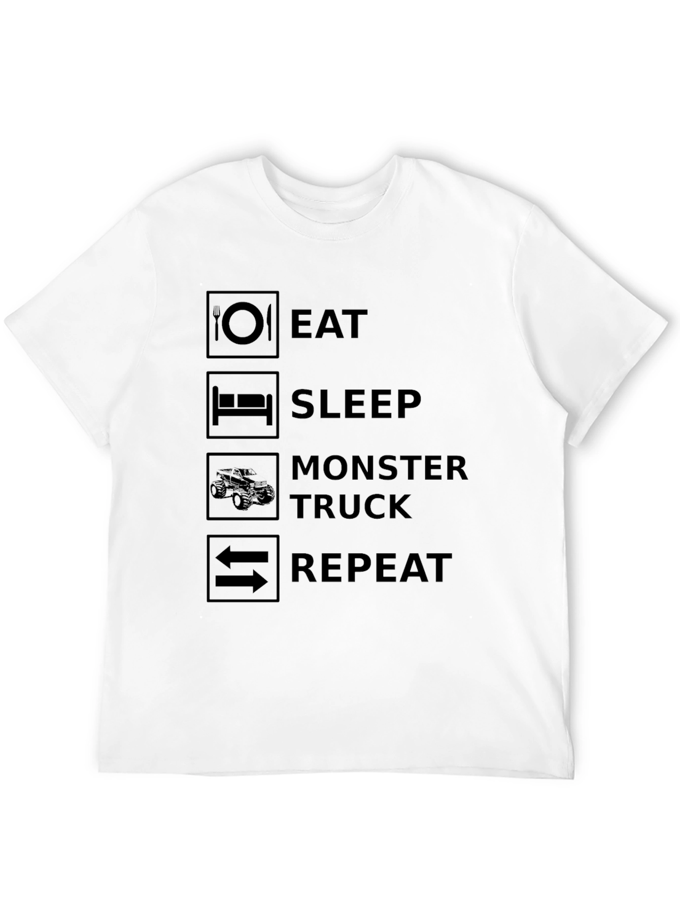 Eat Sleep Monster Truck Repeat Black T-Shirt