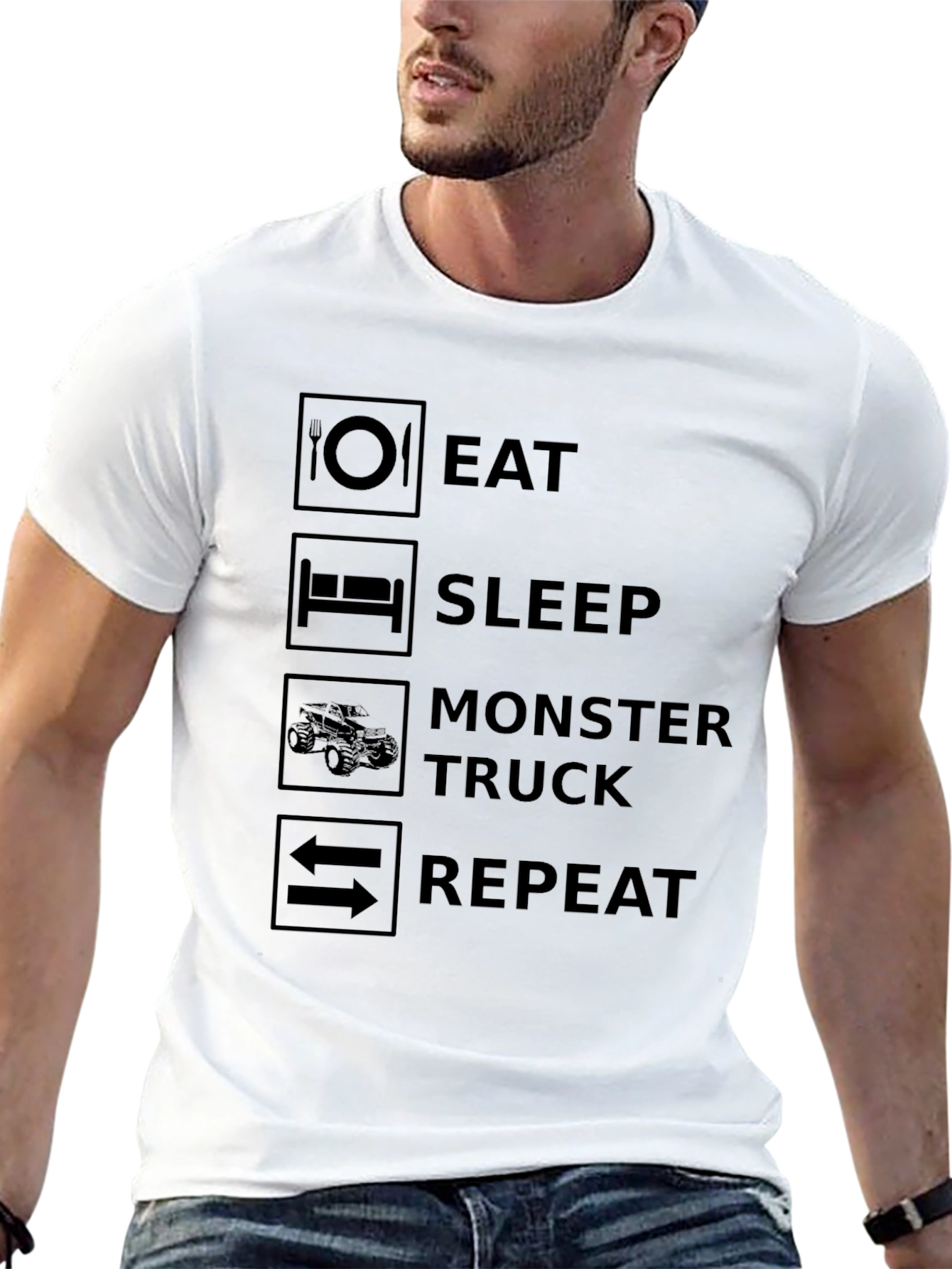 Eat Sleep Monster Truck Repeat Black T-Shirt