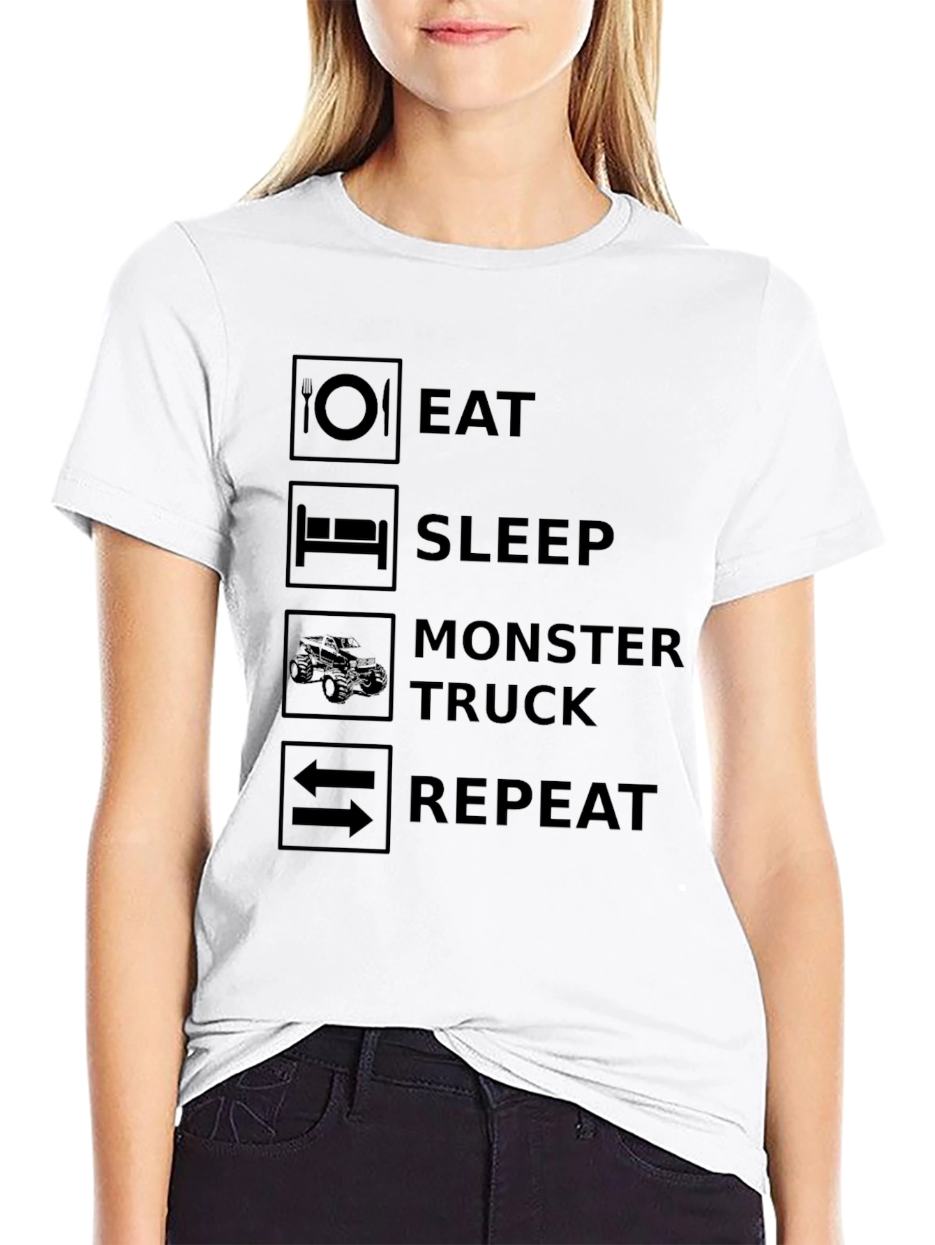 Eat Sleep Monster Truck Repeat Black T-Shirt