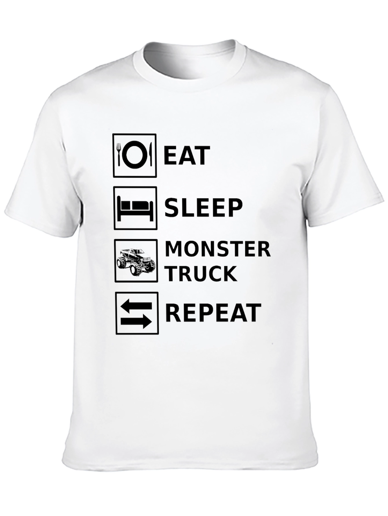 Eat Sleep Monster Truck Repeat Black T-Shirt