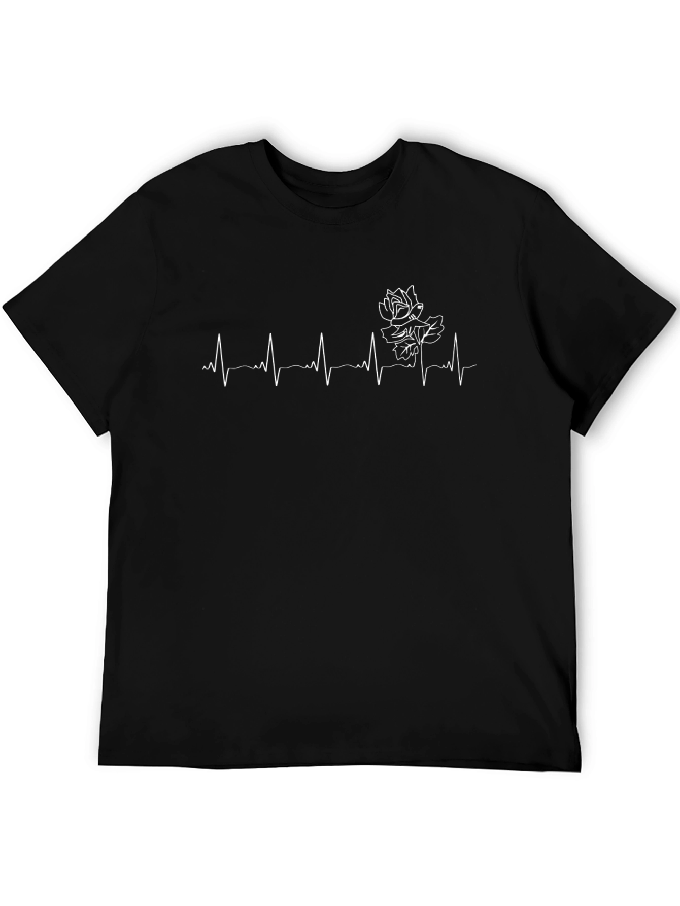 Rose Heartbeat Graphic Tee - Black