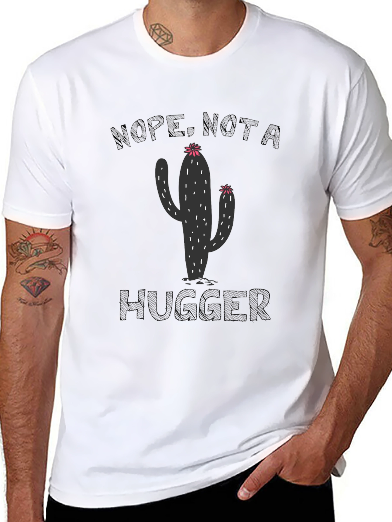 Nope Just A Hugger Cactus Graphic Tee