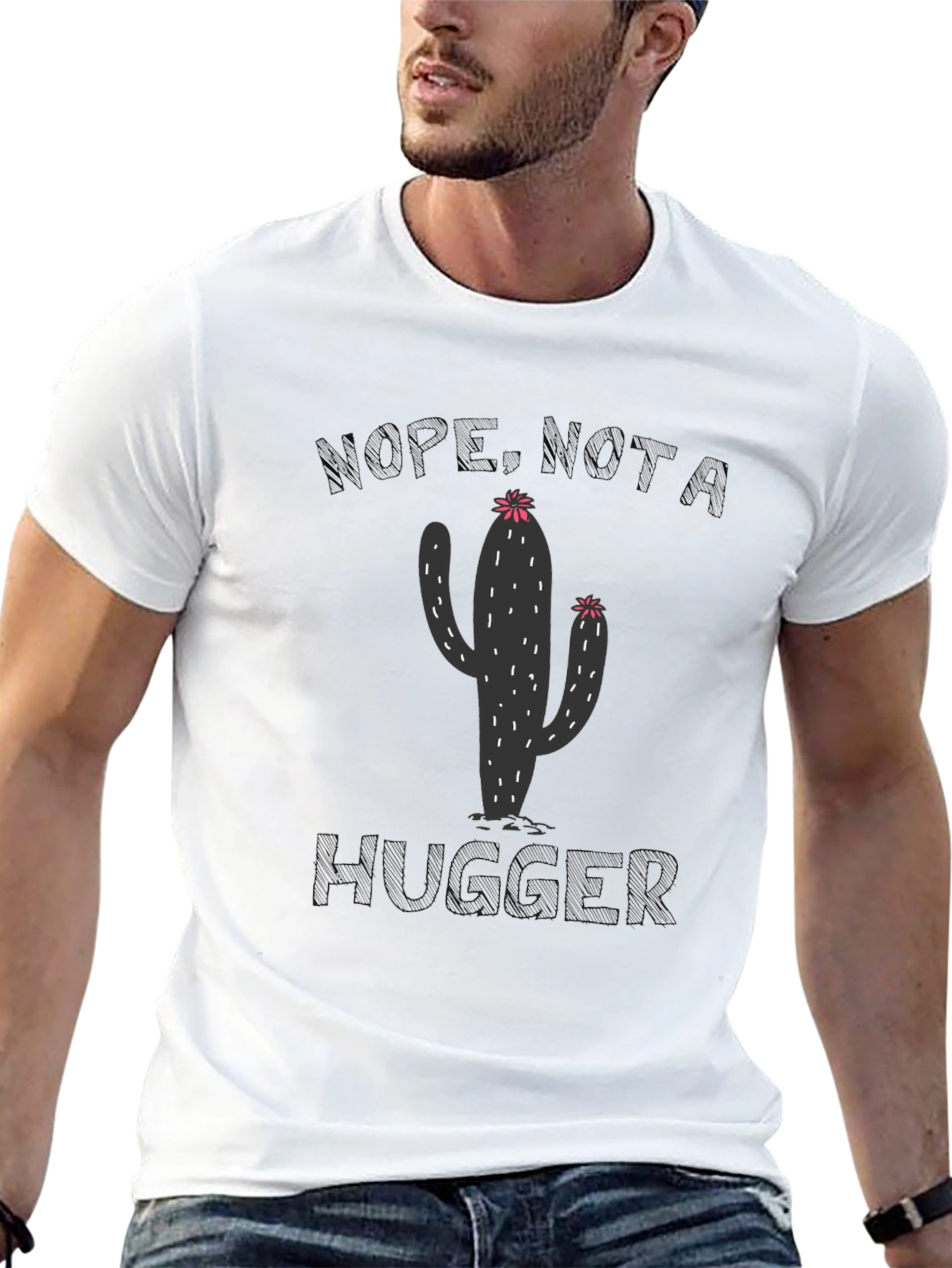 Nope Just A Hugger Cactus Graphic Tee