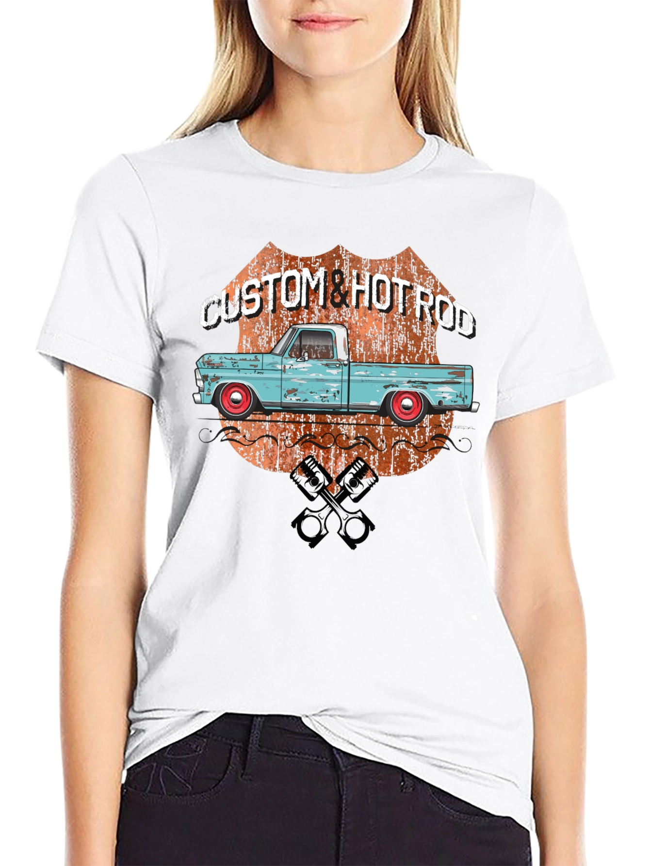 Custom Hot Rod Truck T-Shirt - Black