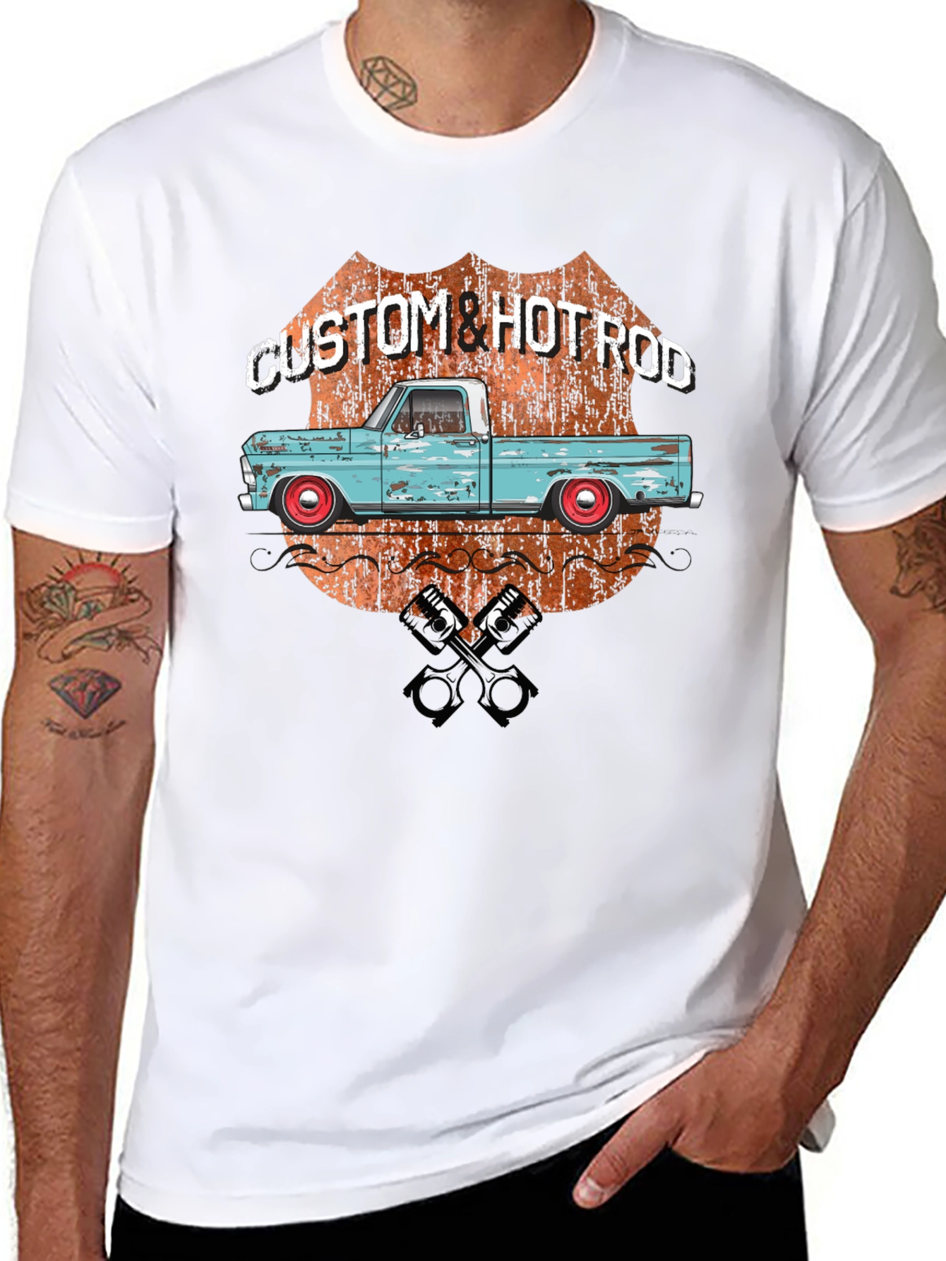 Custom Hot Rod Truck T-Shirt - Black