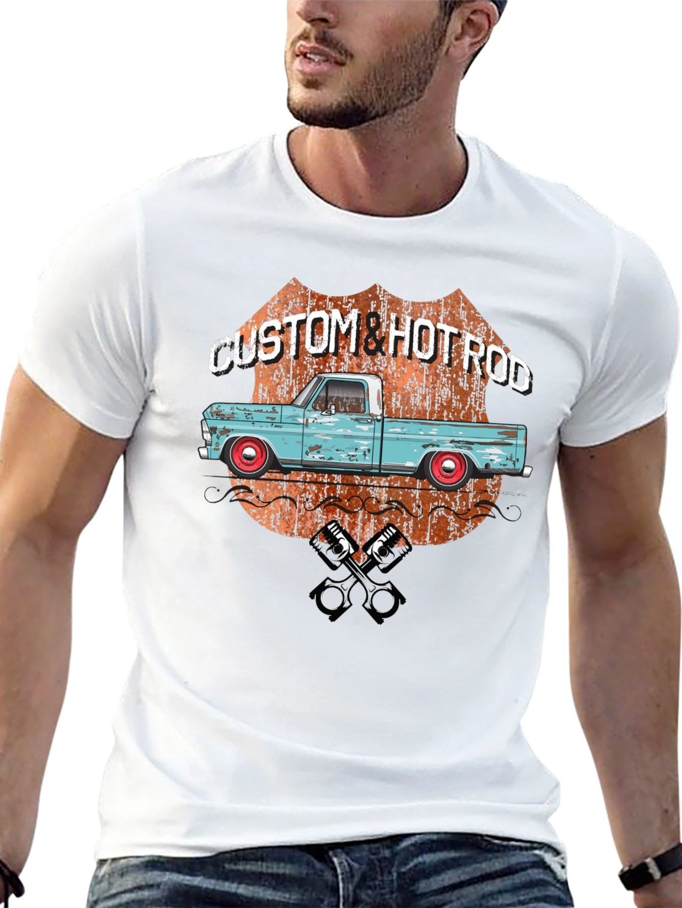 Custom Hot Rod Truck T-Shirt - Black