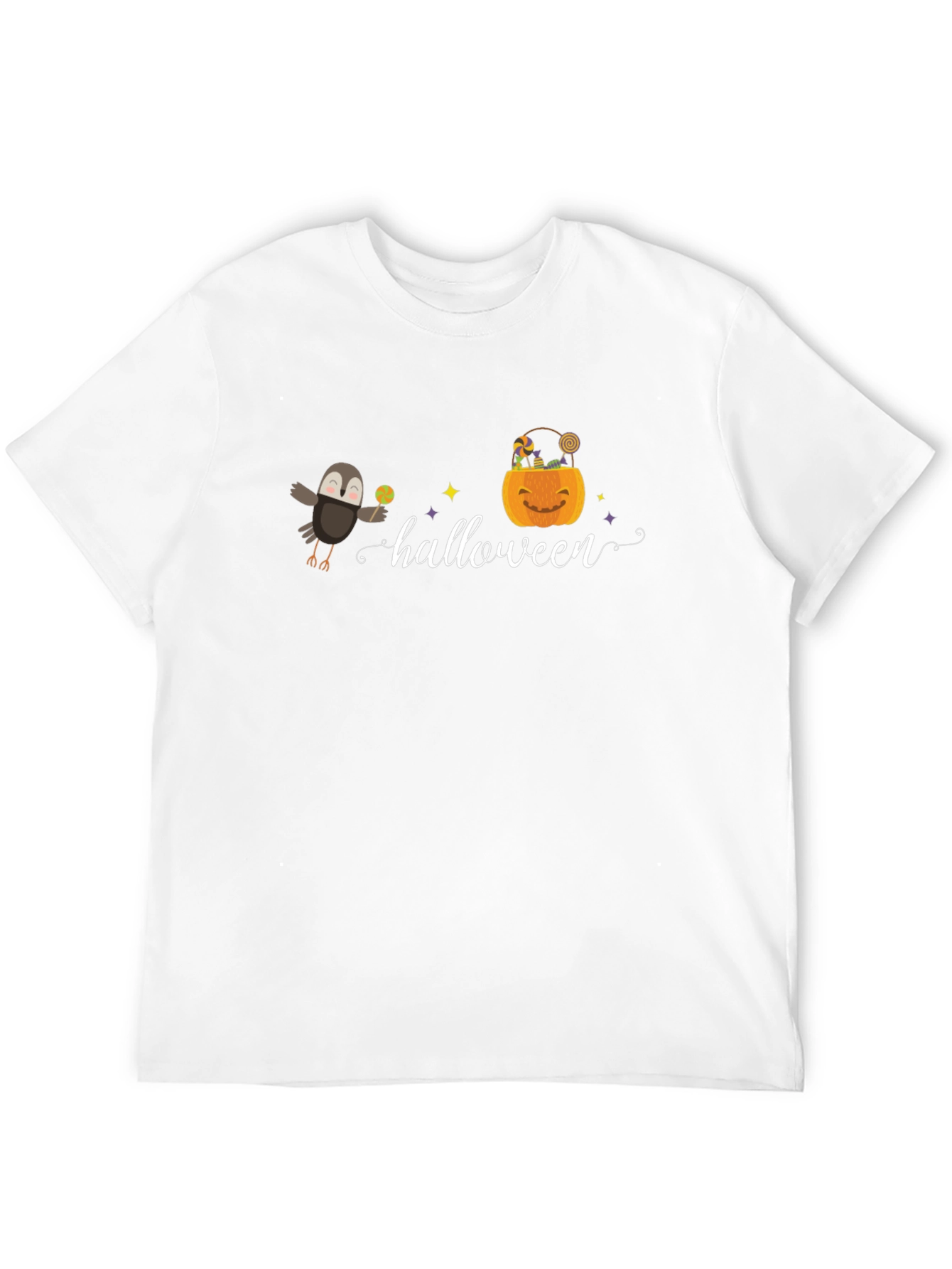 Halloween Graphic Tee - Crow & Pumpkin Design